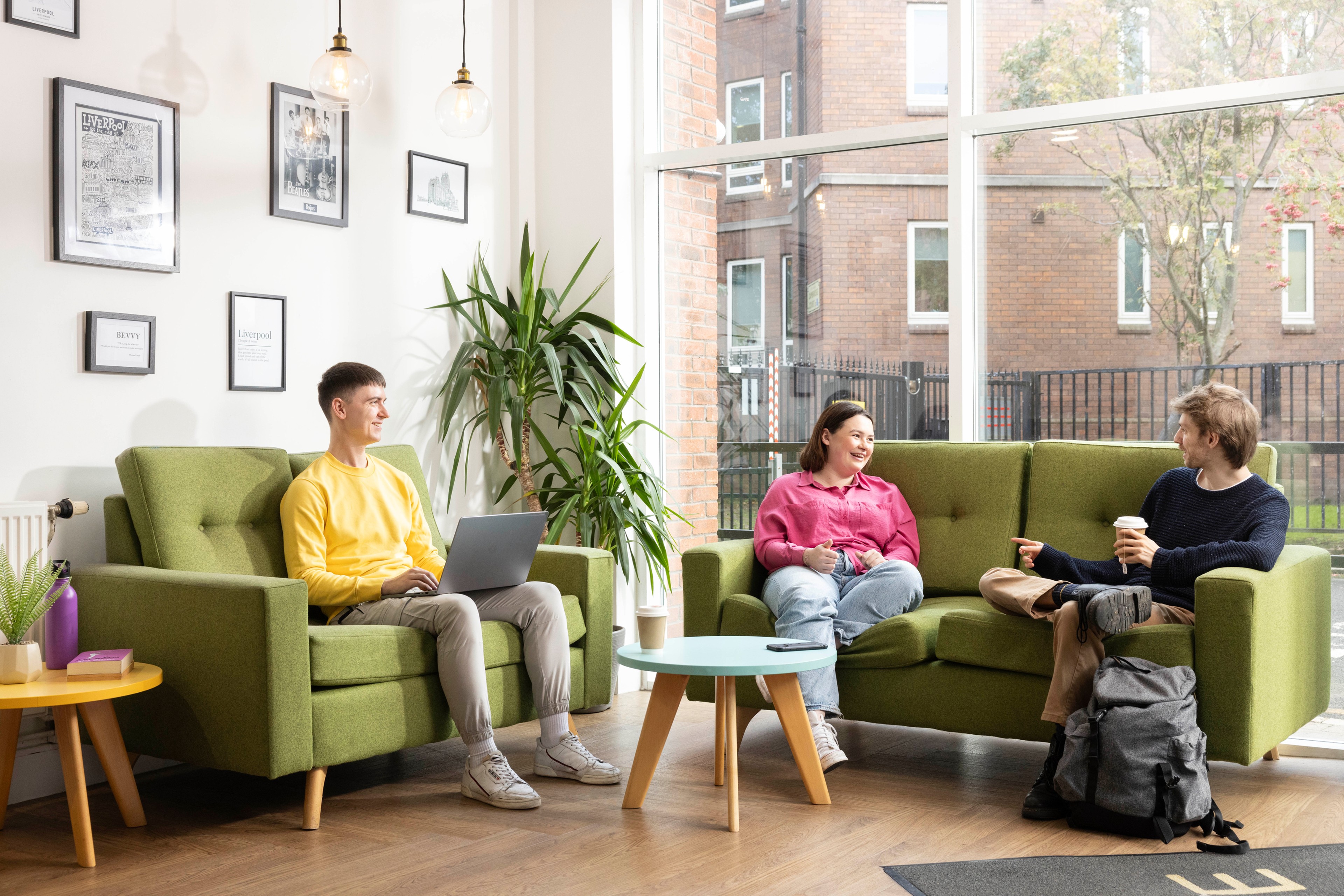 Students sat in the foyer 