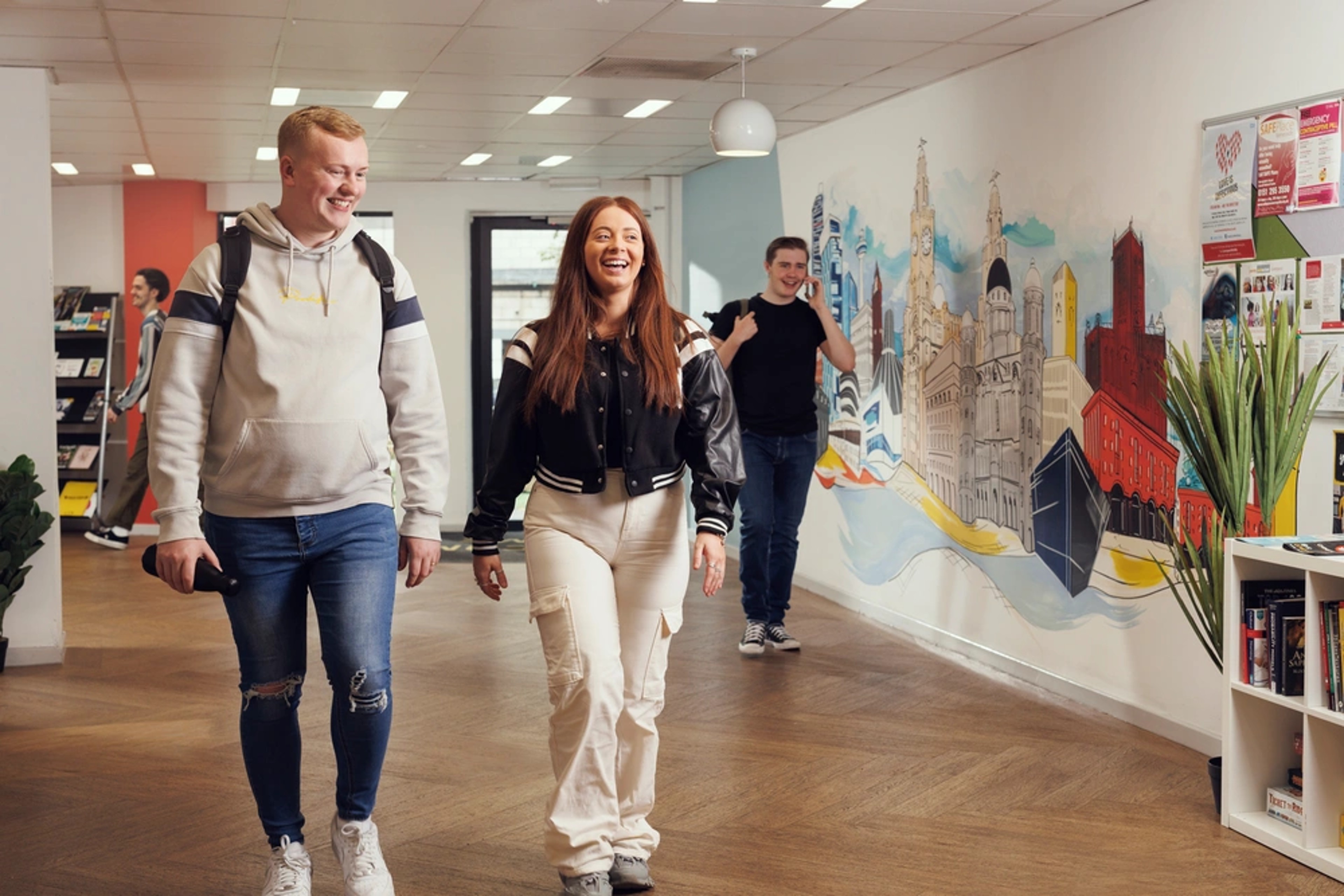 Students in the reception area