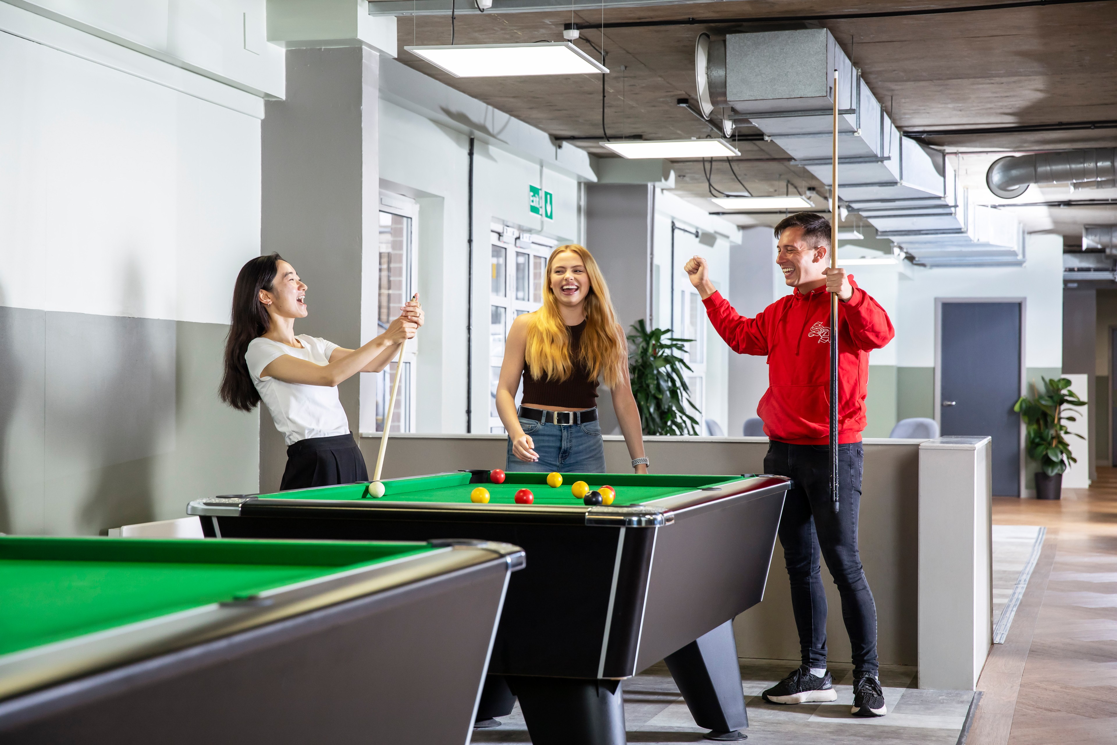 Students in games area