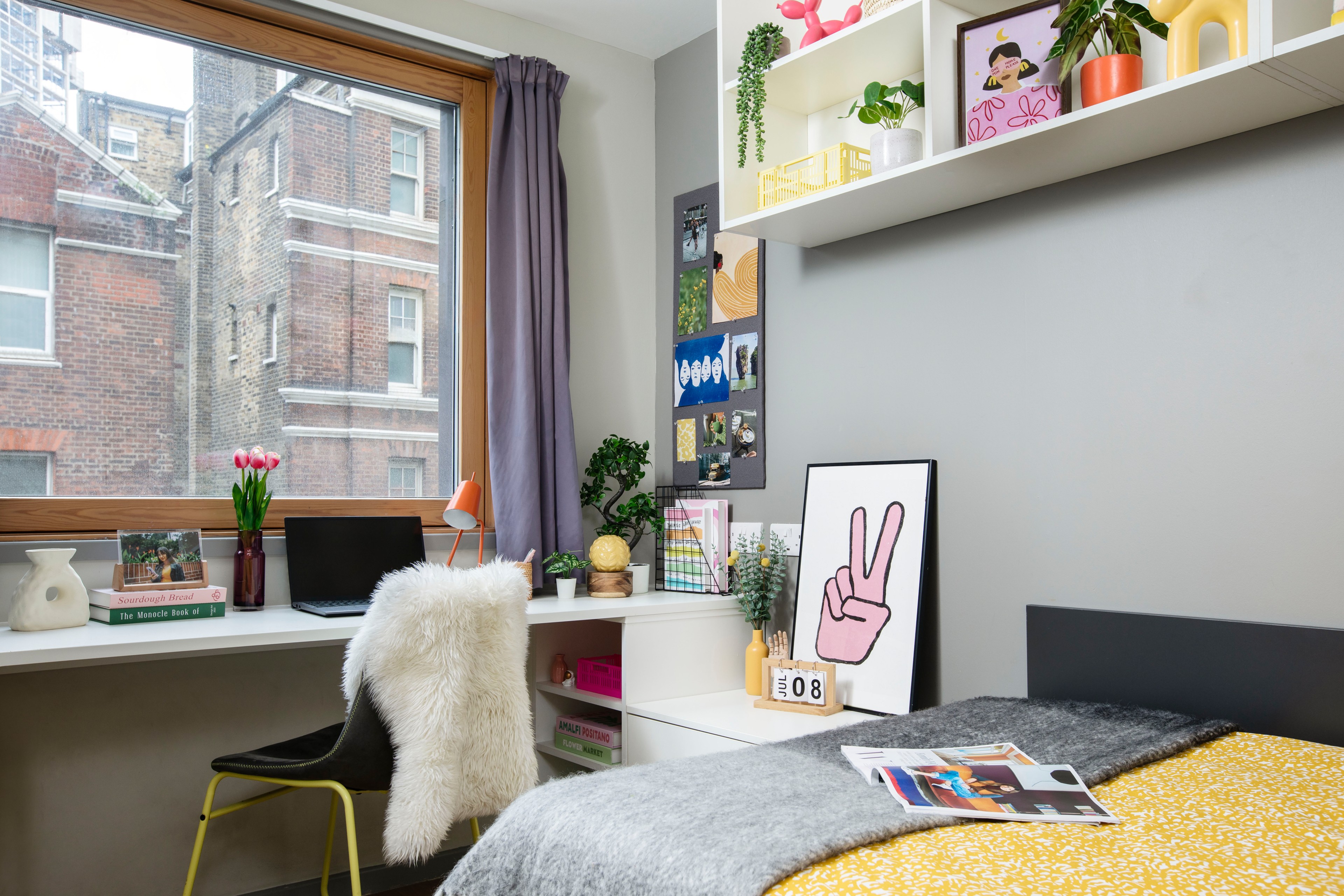Bed and study space in an Ensuite room