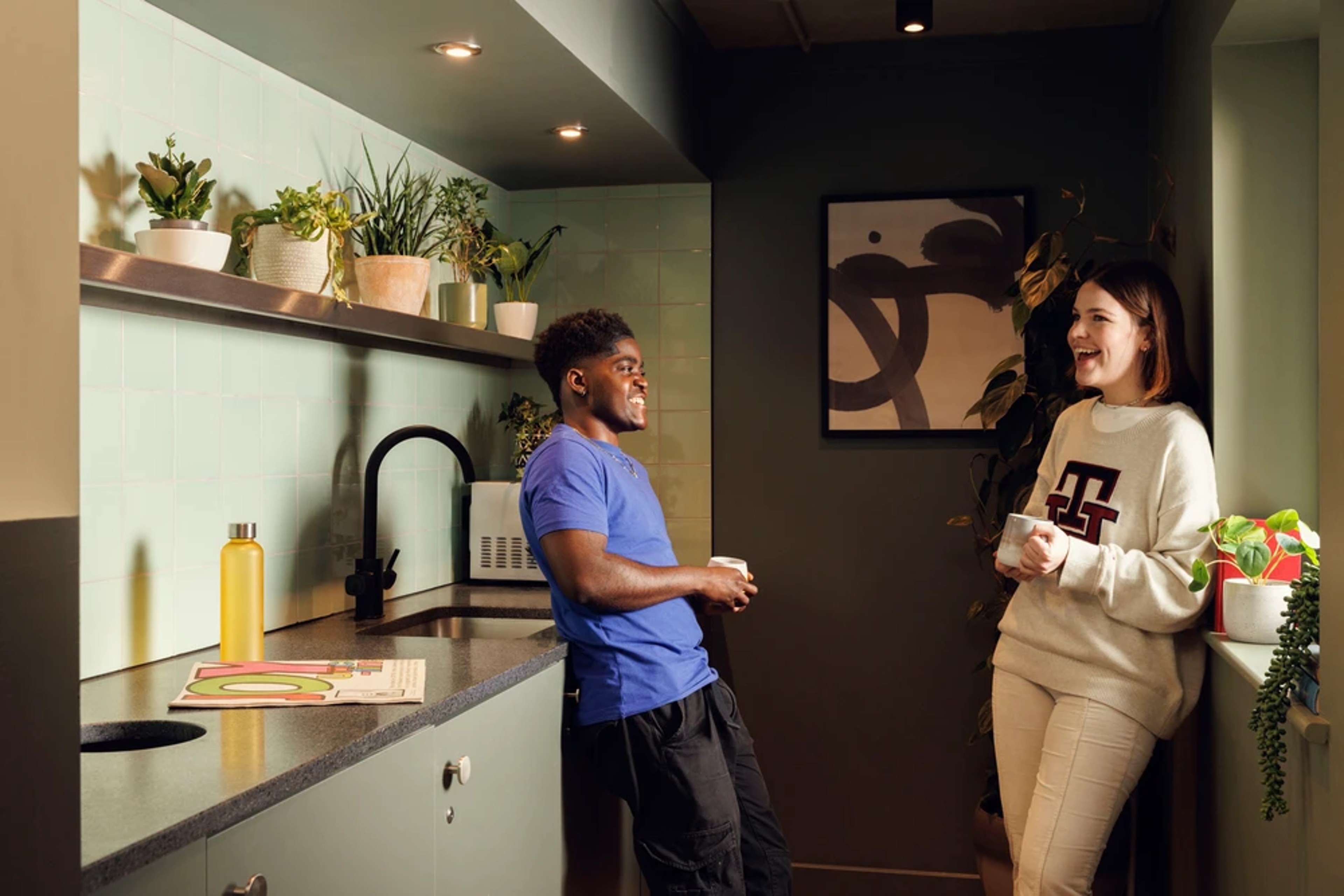 Students in the kitchenette