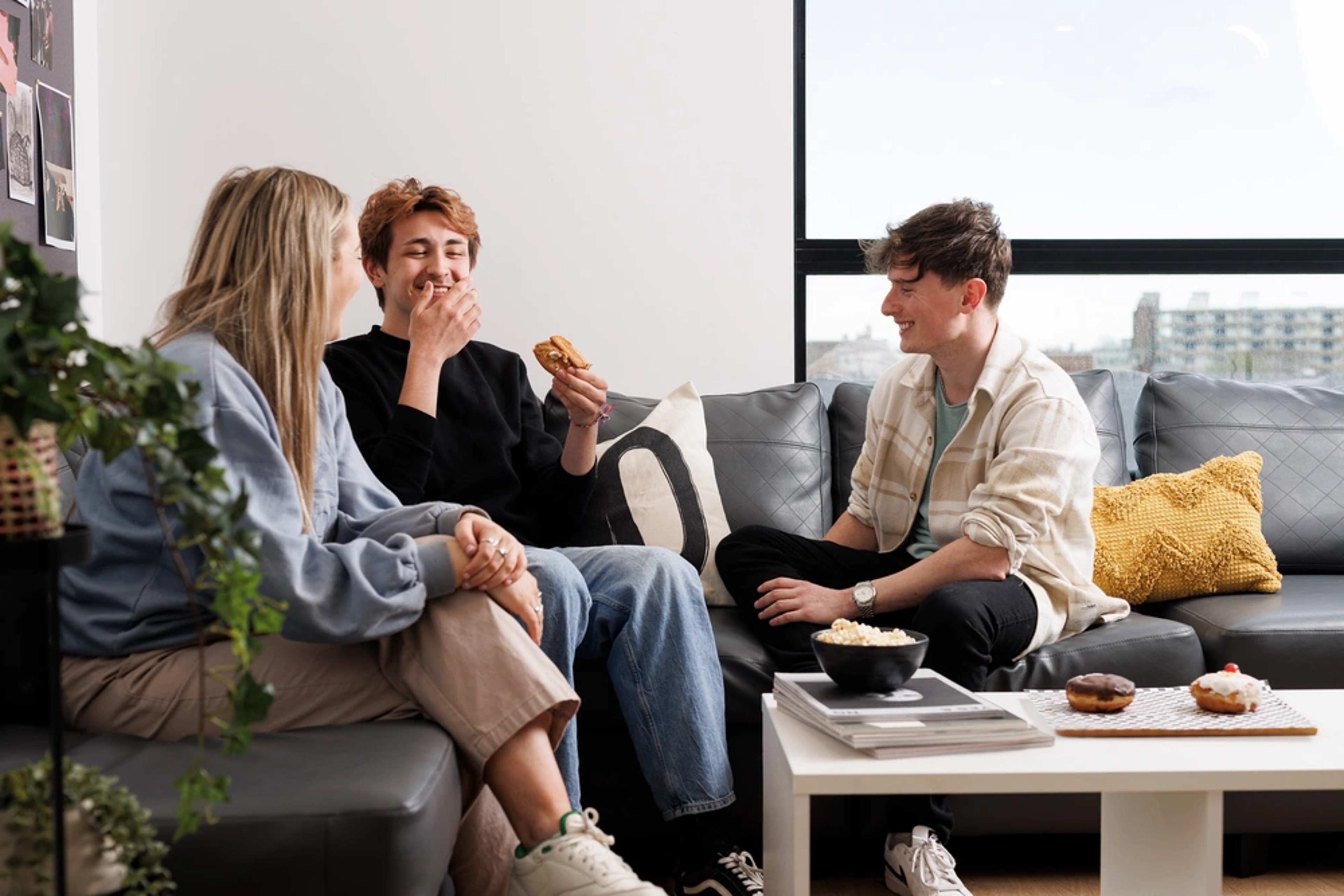 Students in a shared kitchen