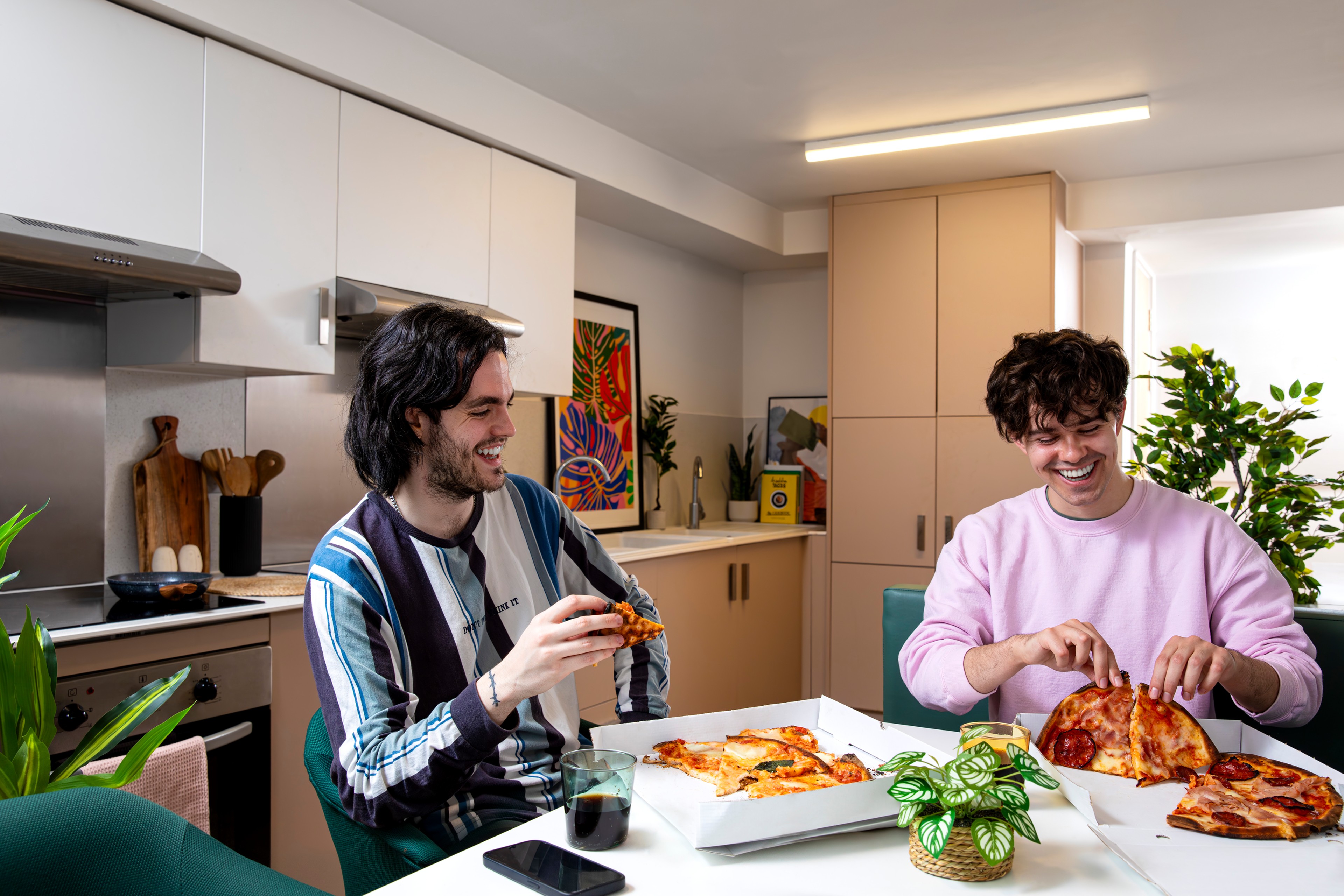 Students in a shared kitchen
