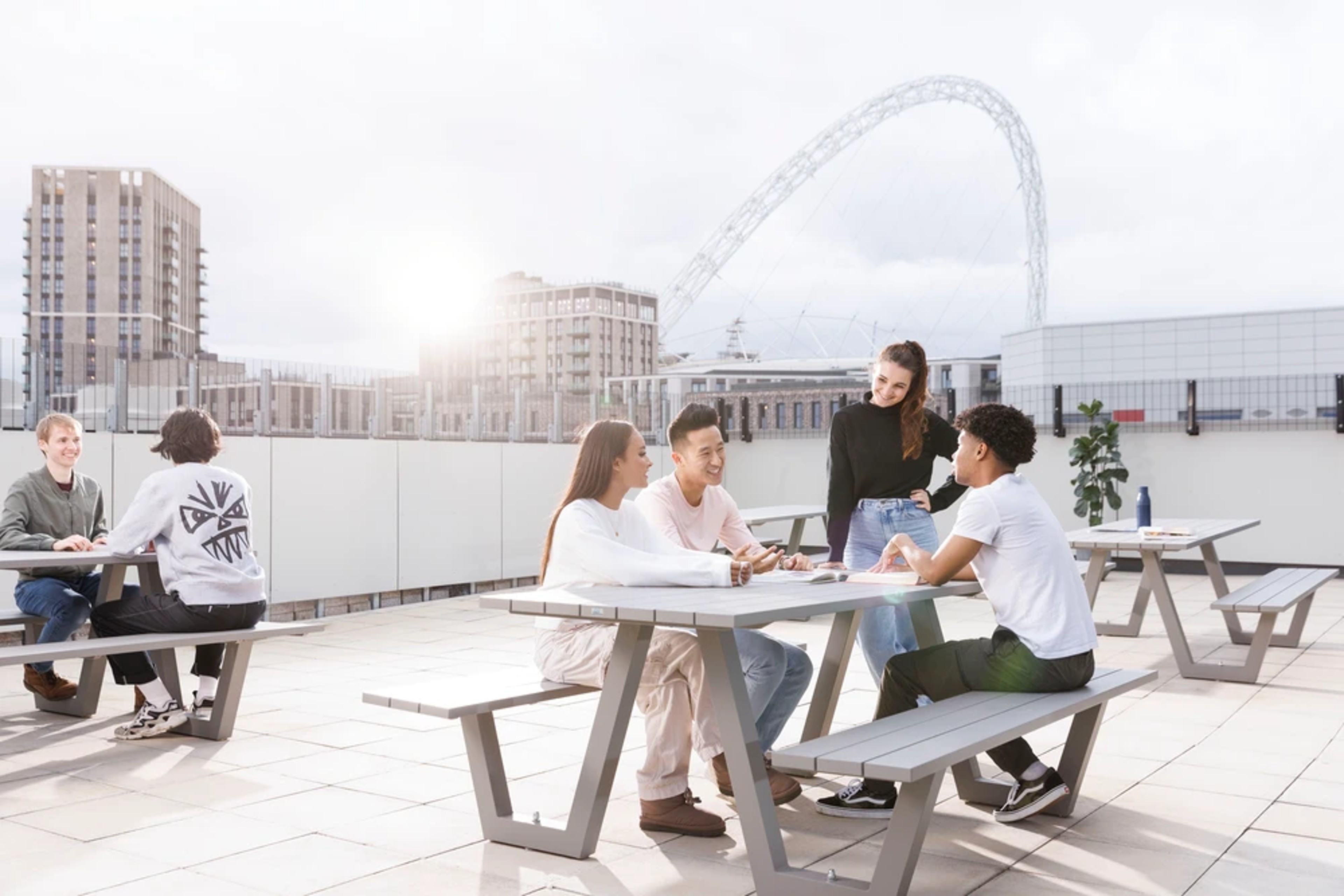 Students using the courtyard