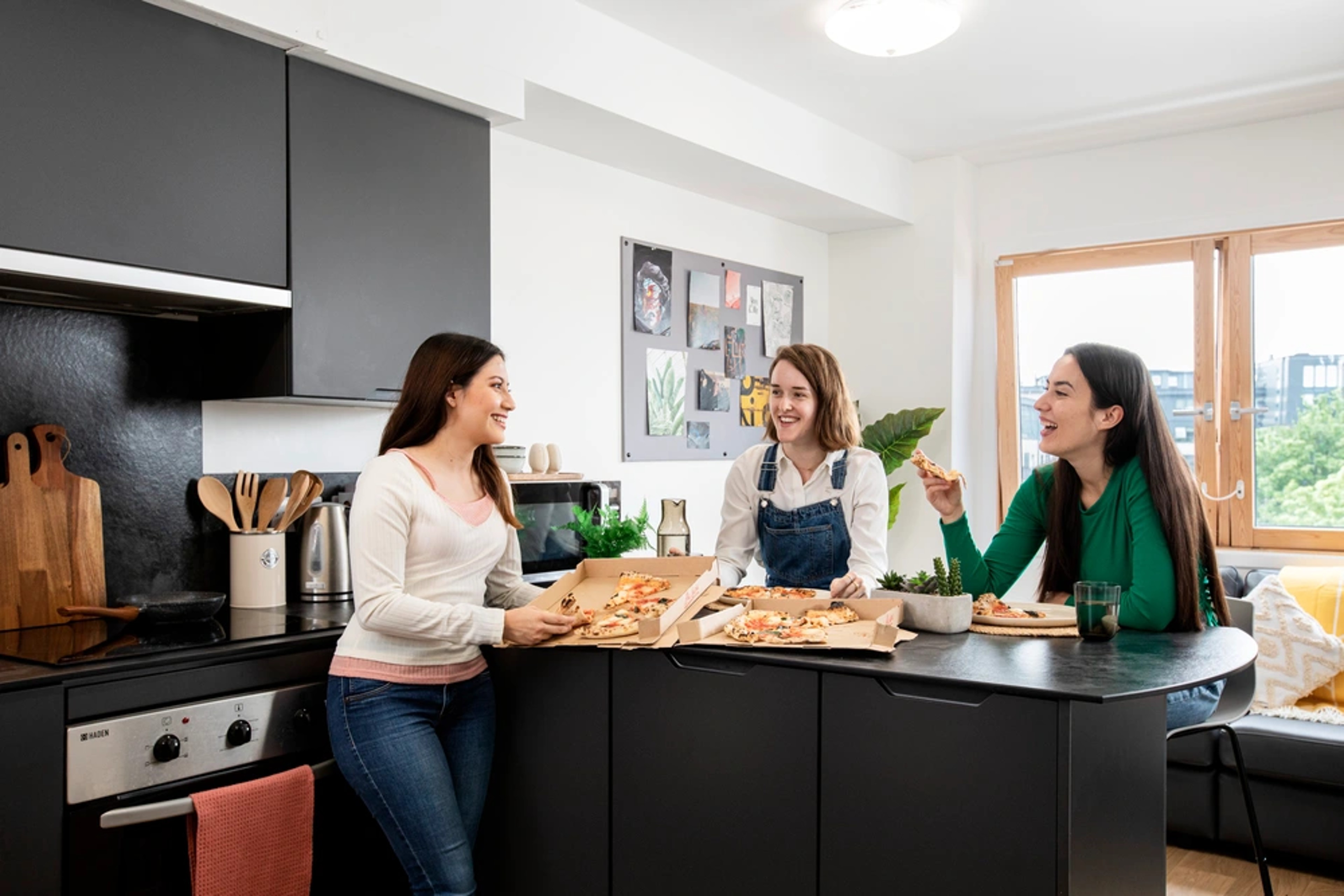 Students in shared kitchen