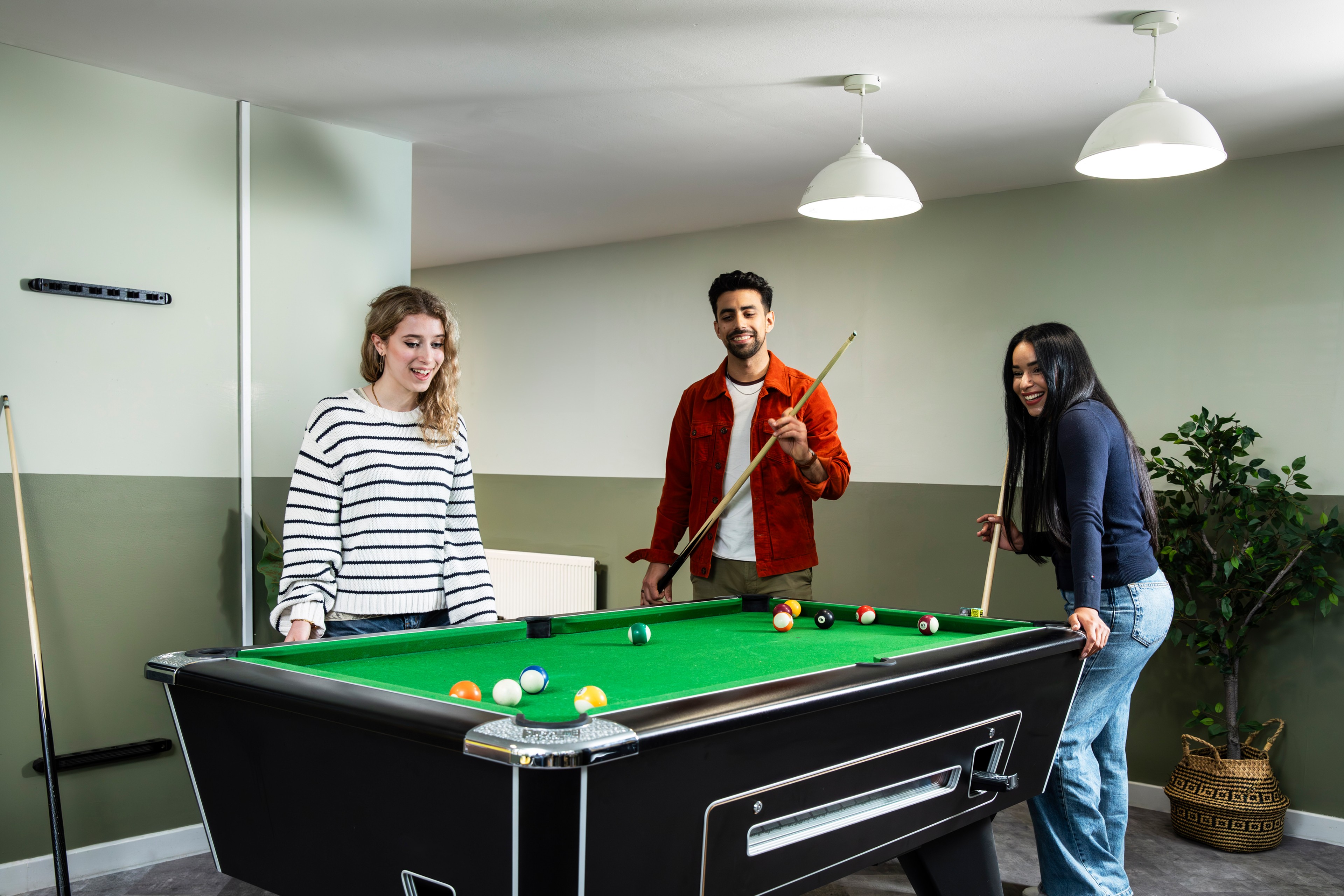 Students in the games area