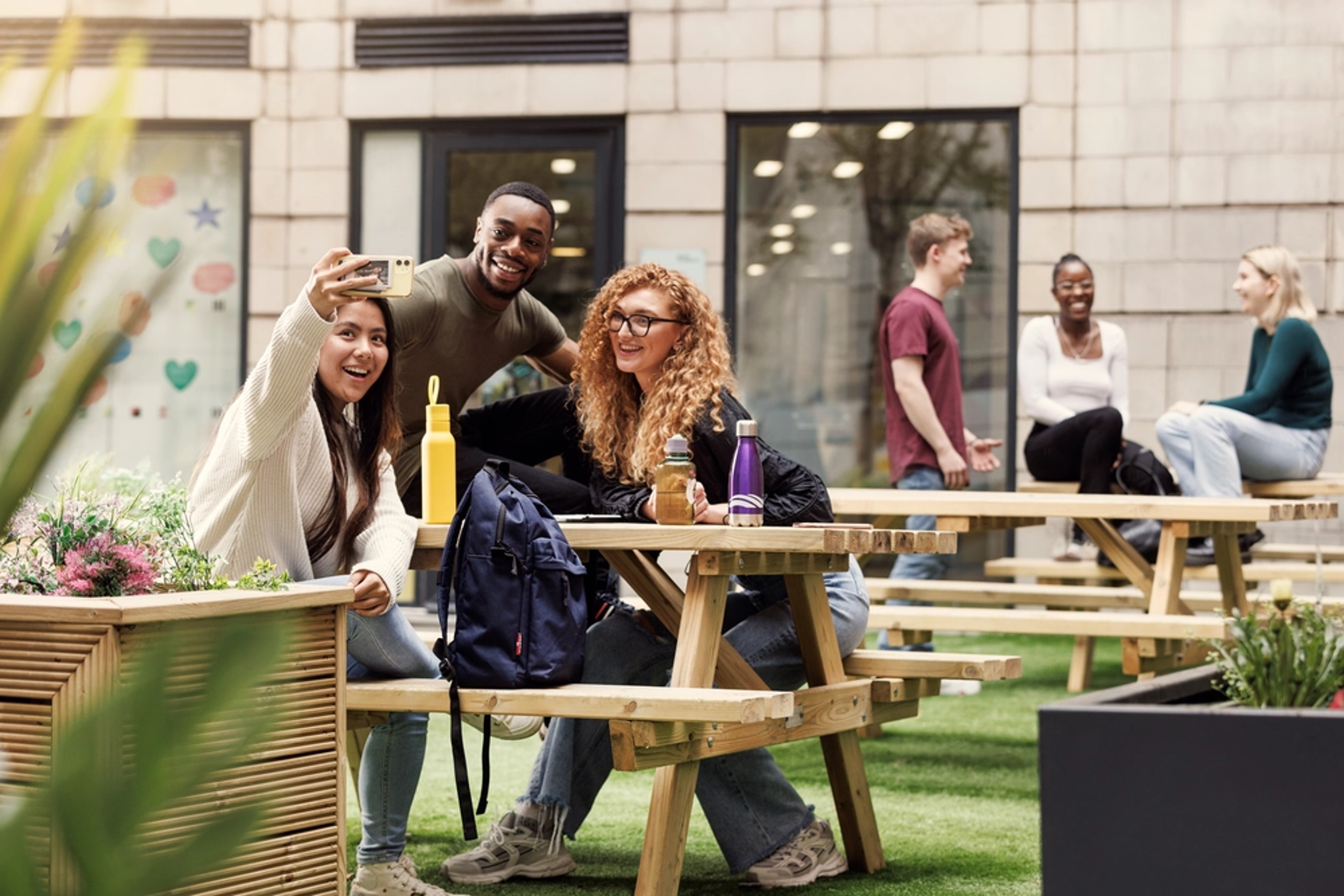 Students in the courtyard