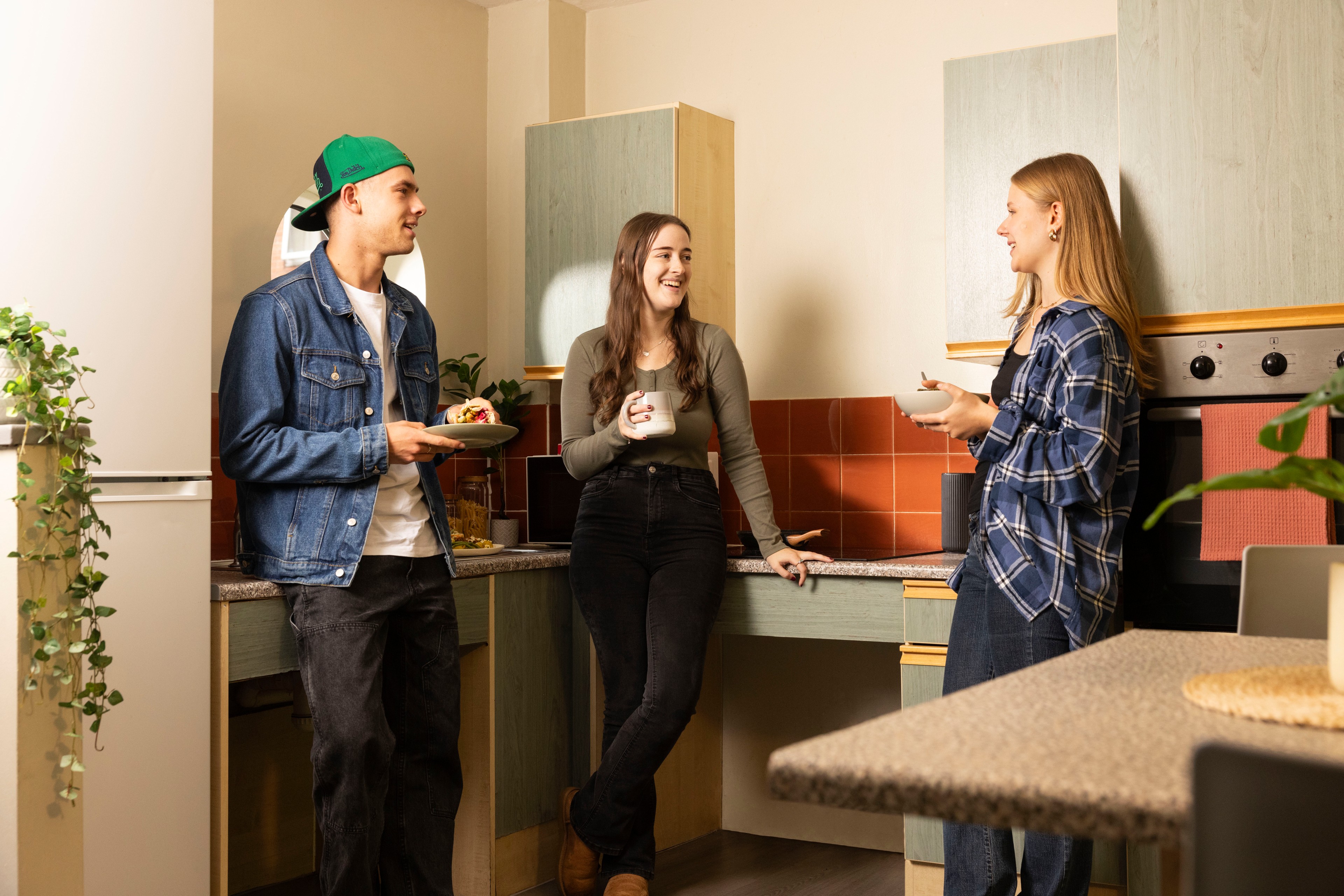 Students in shared kitchen