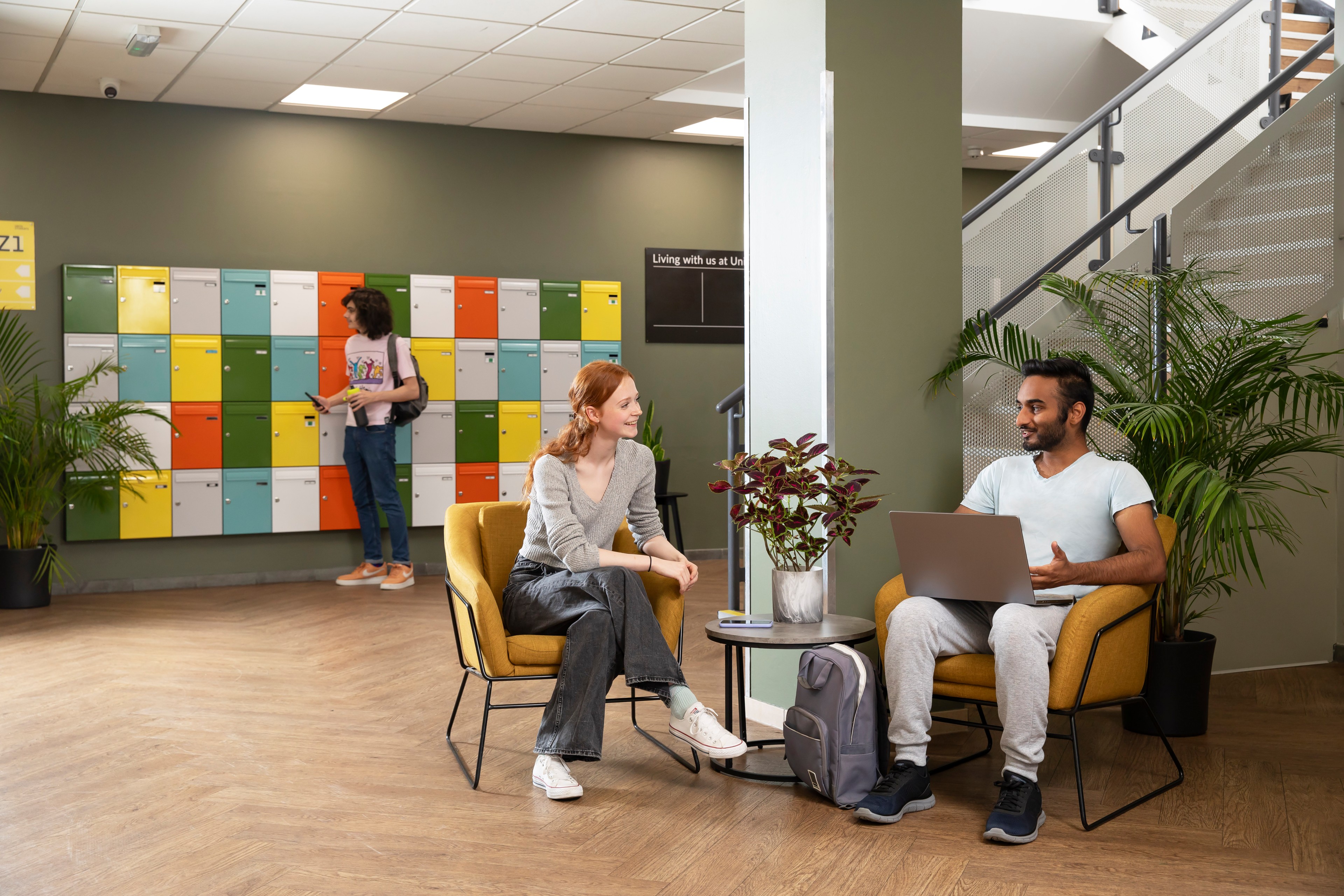 Students in the Reception area