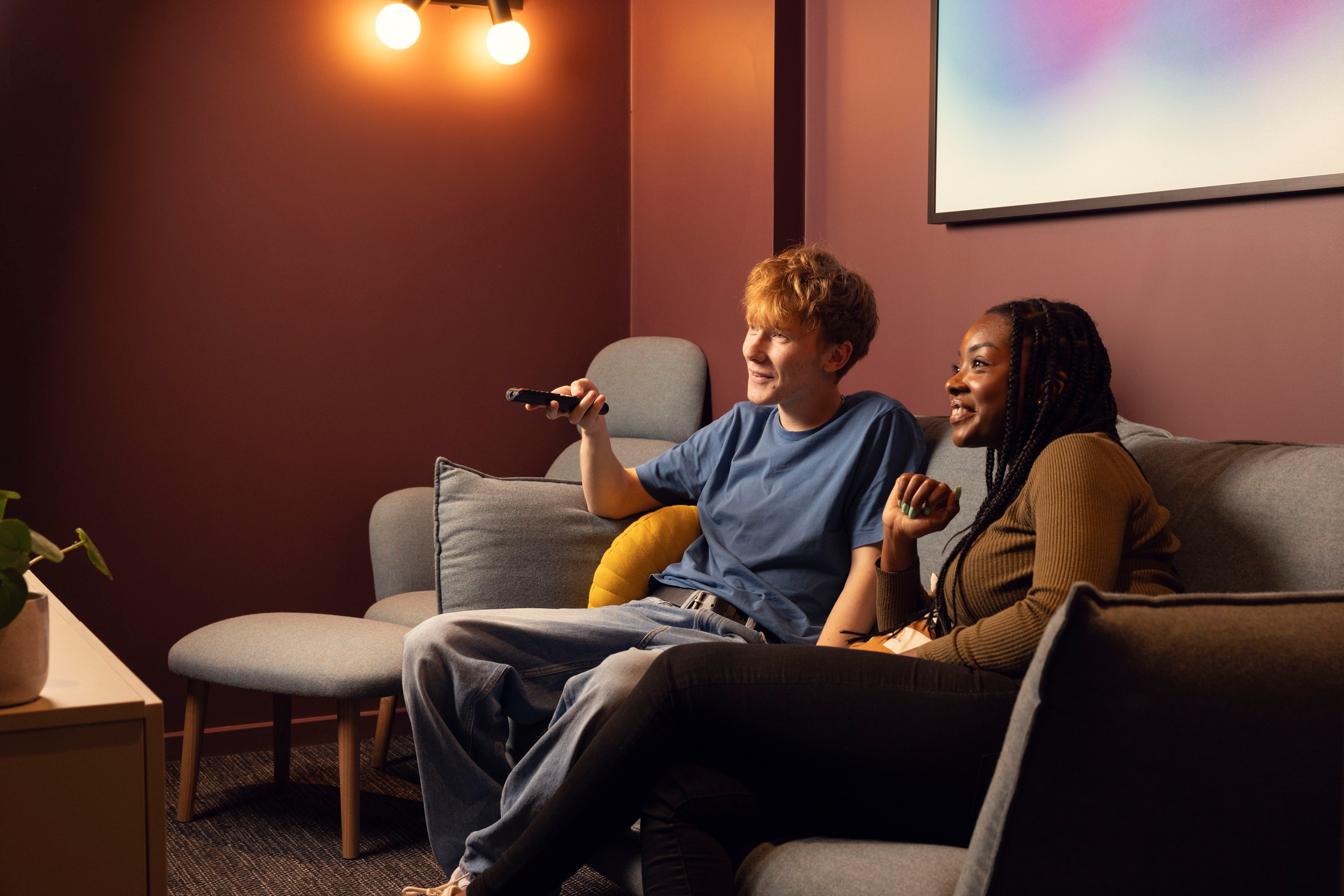 Students in the TV lounge