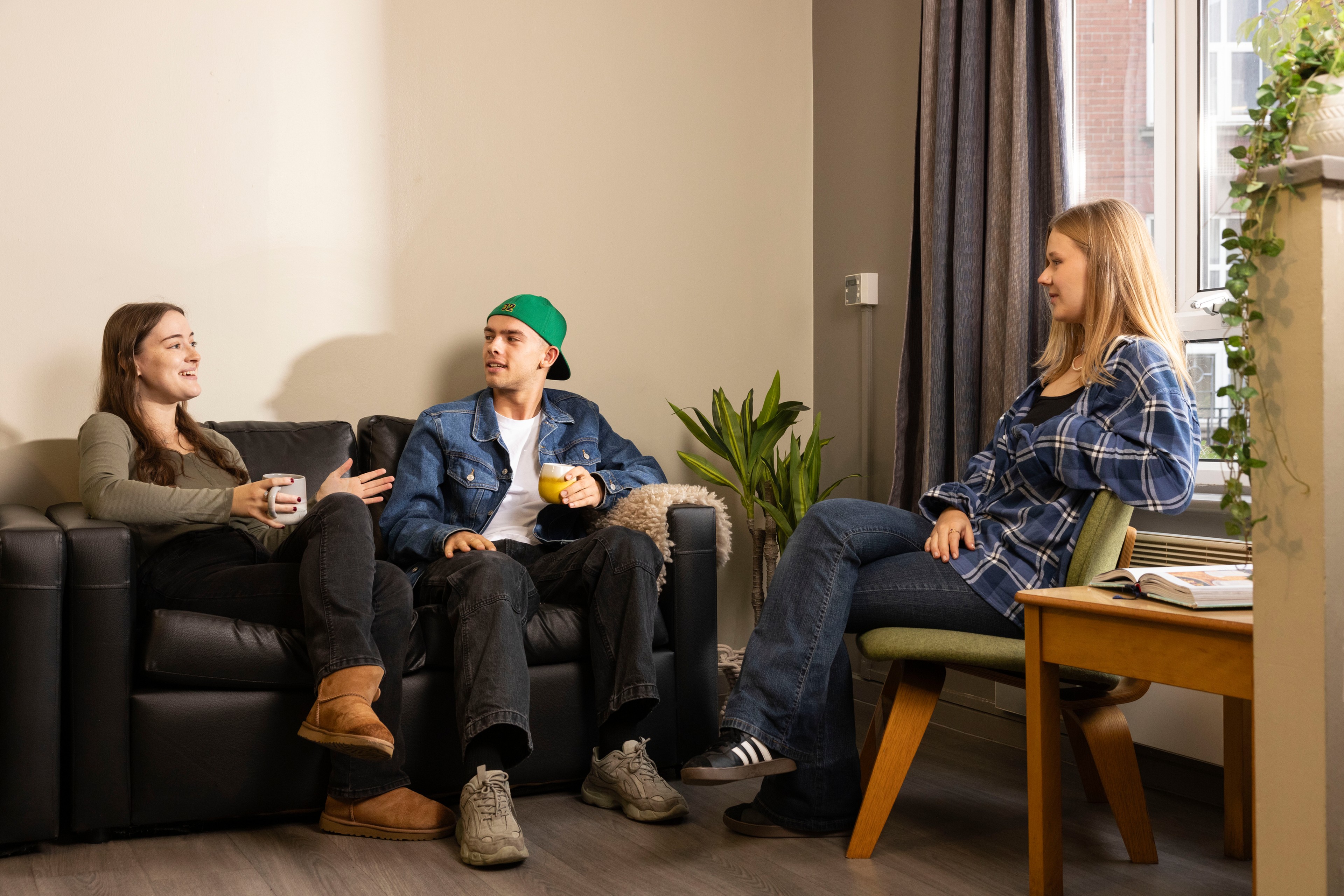 Students sat in shared kitchen