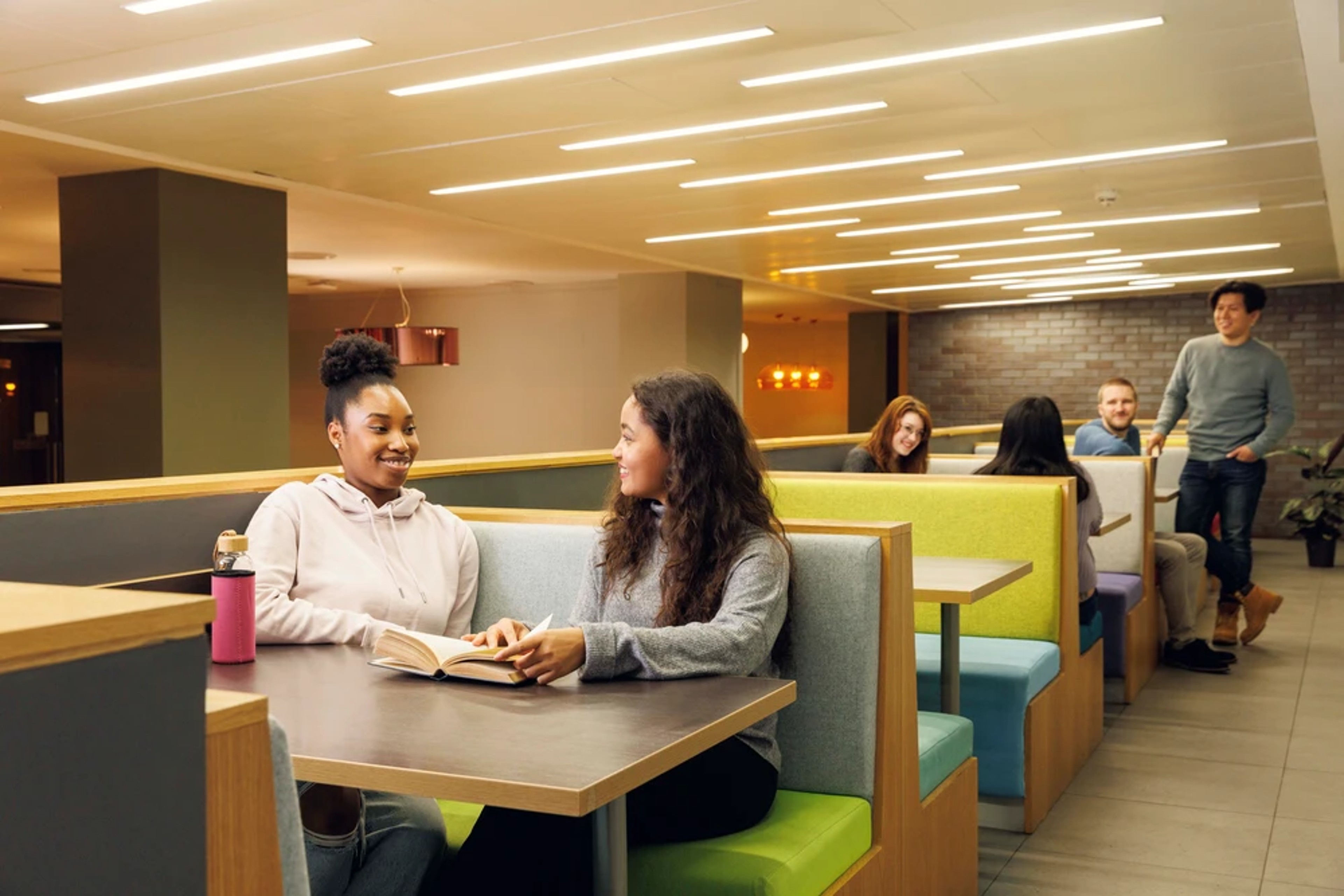Students using the study booths