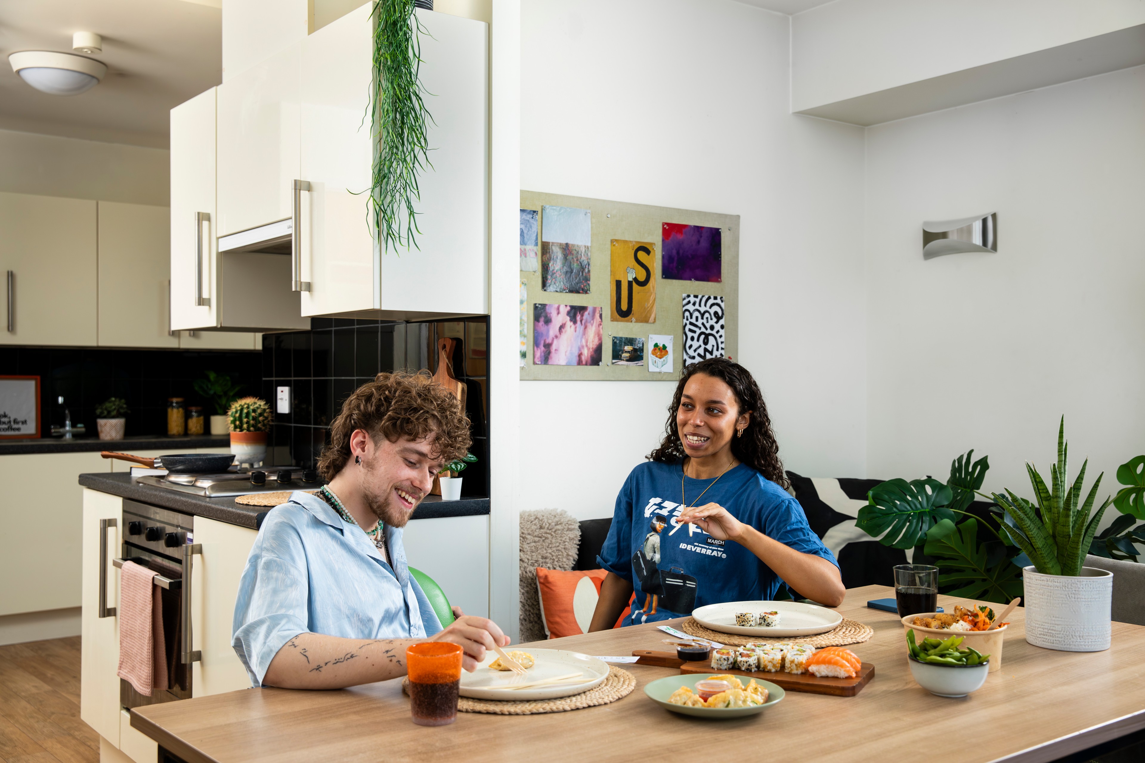 Students in shared kitchen 