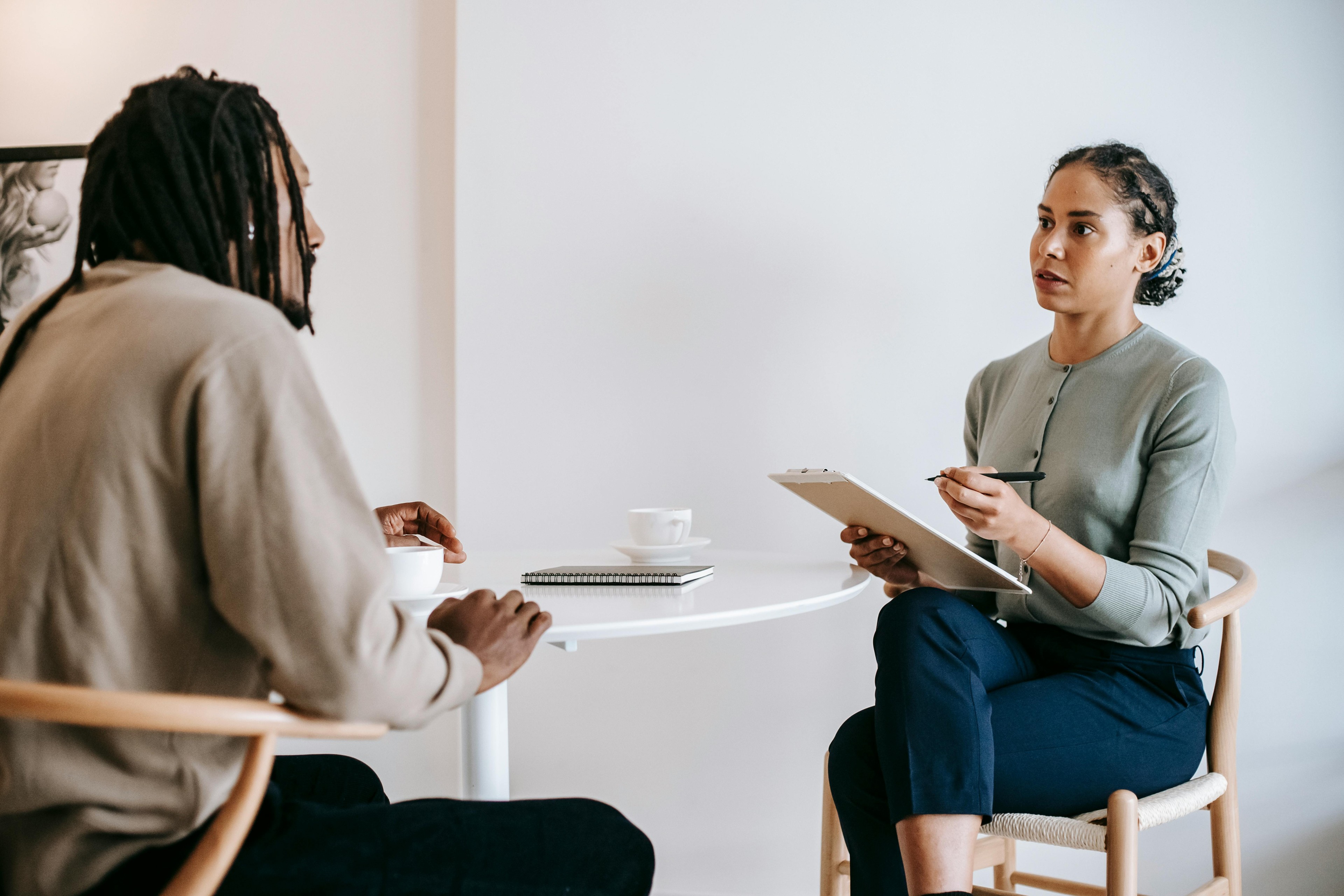 Two people at an interview