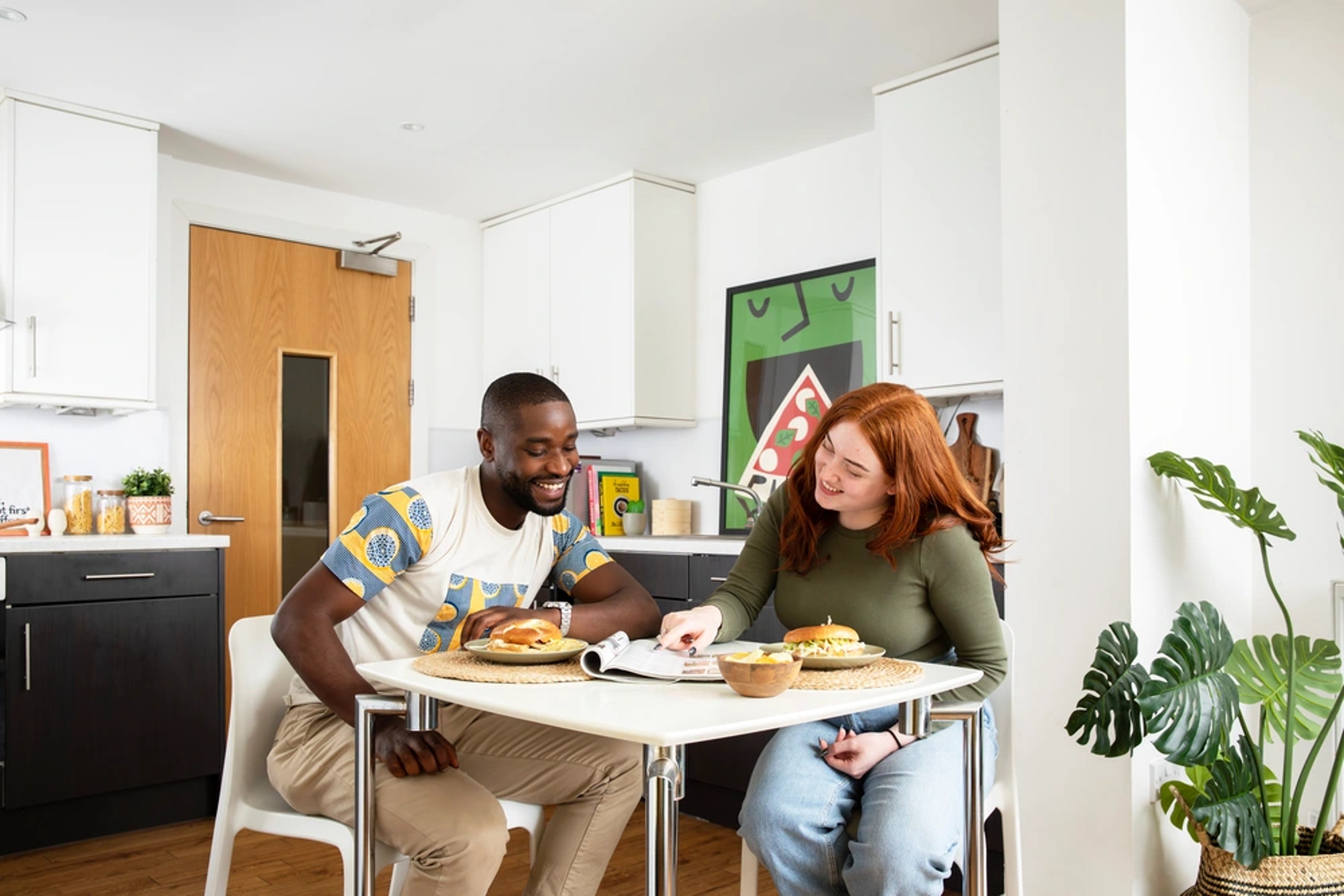 Students in a shared kitchen