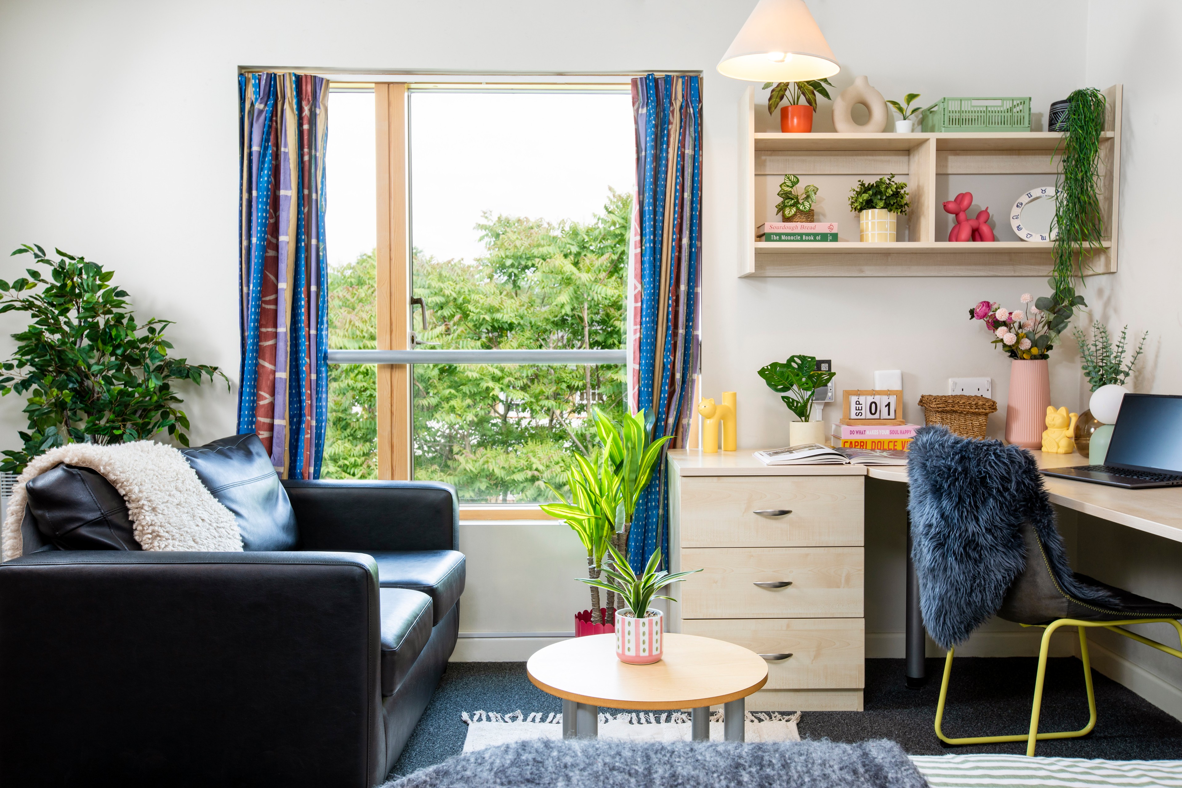 Study space in a studio room