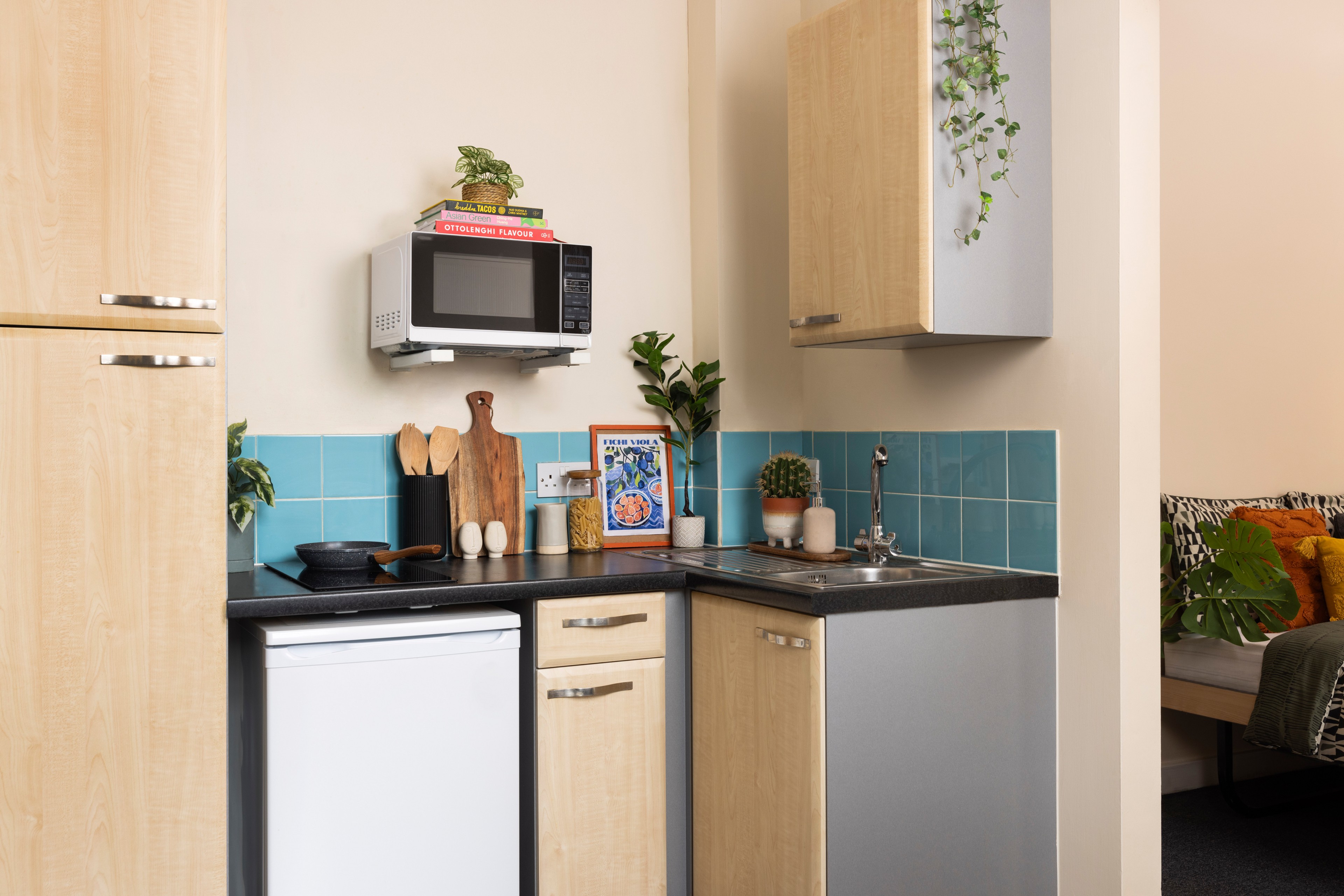 Kitchen in a studio room