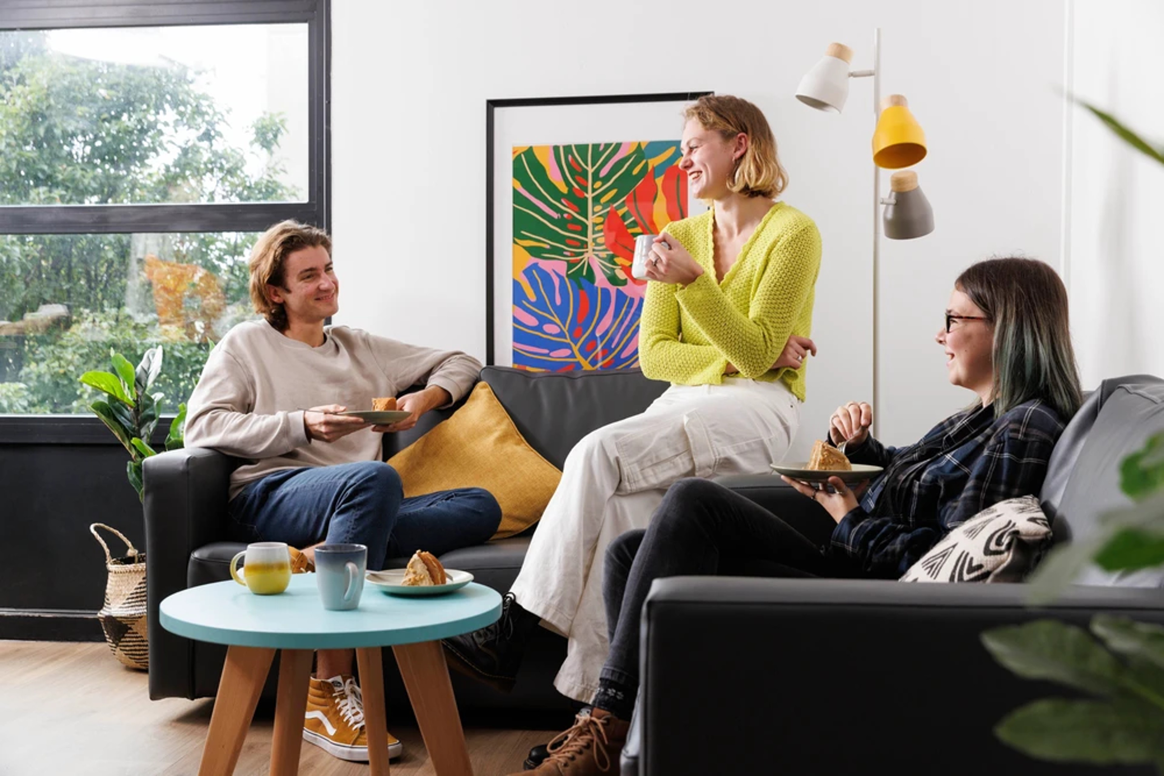 Students in a shared kitchen