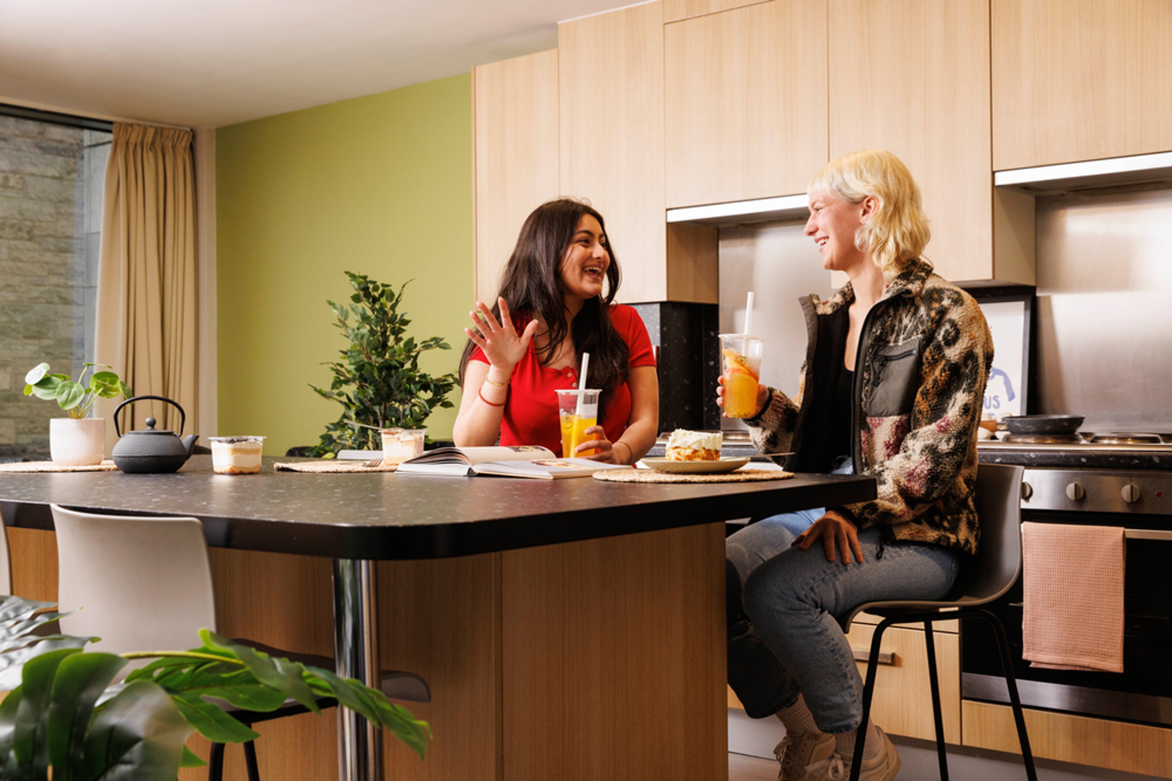 Students in a shared kitchen
