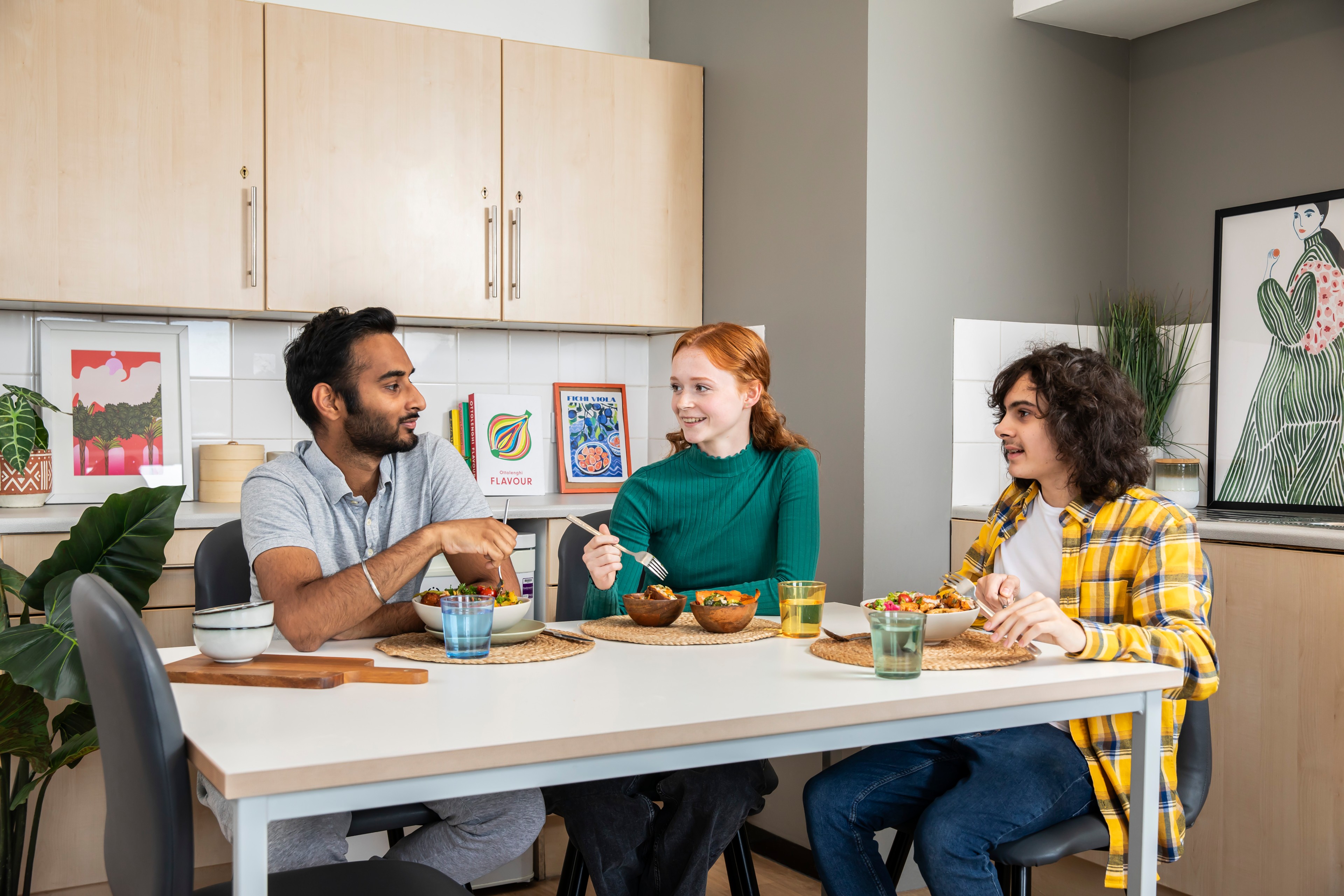 Students in a shared kitchen