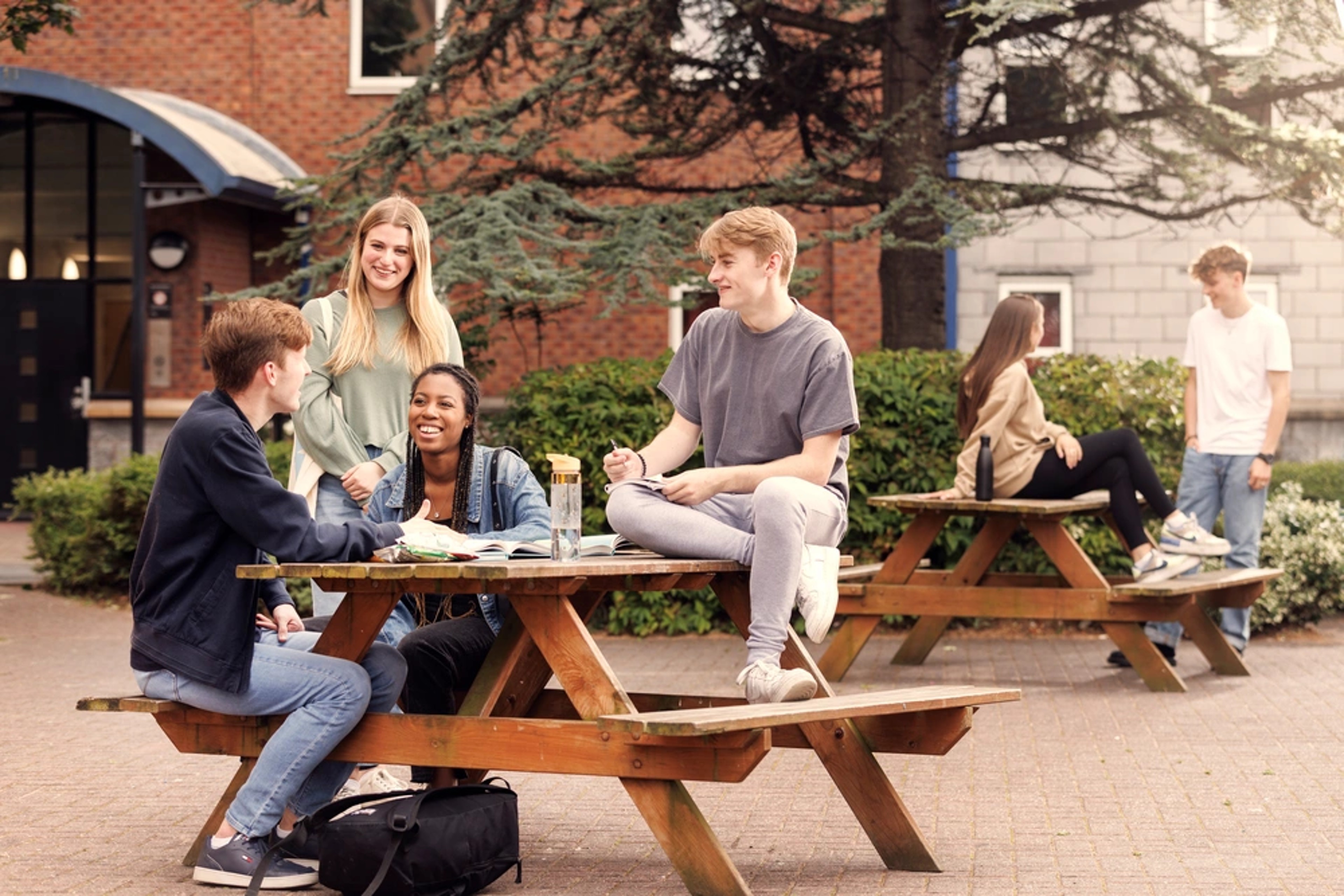 Students in the courtyard