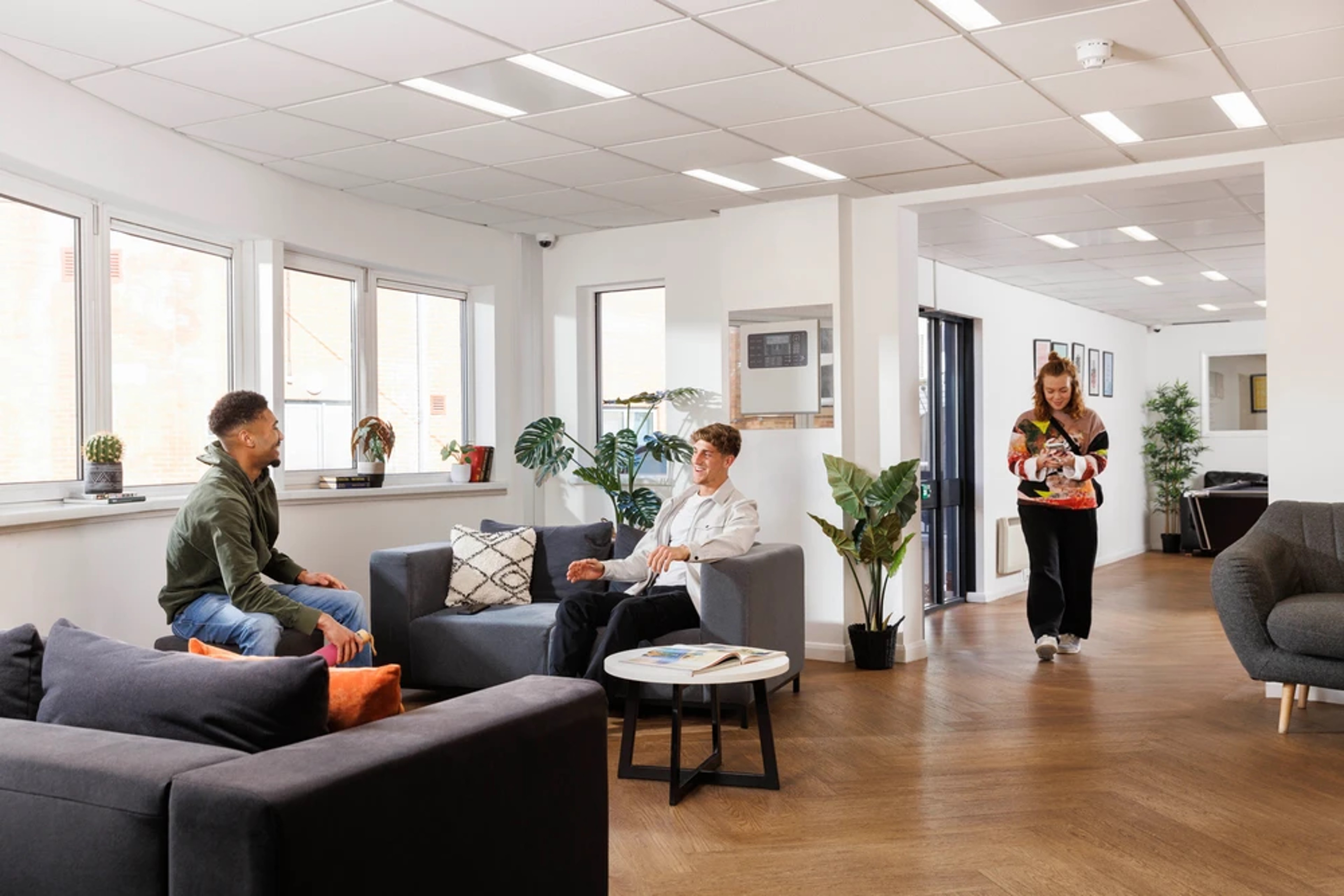 Students in the reception area