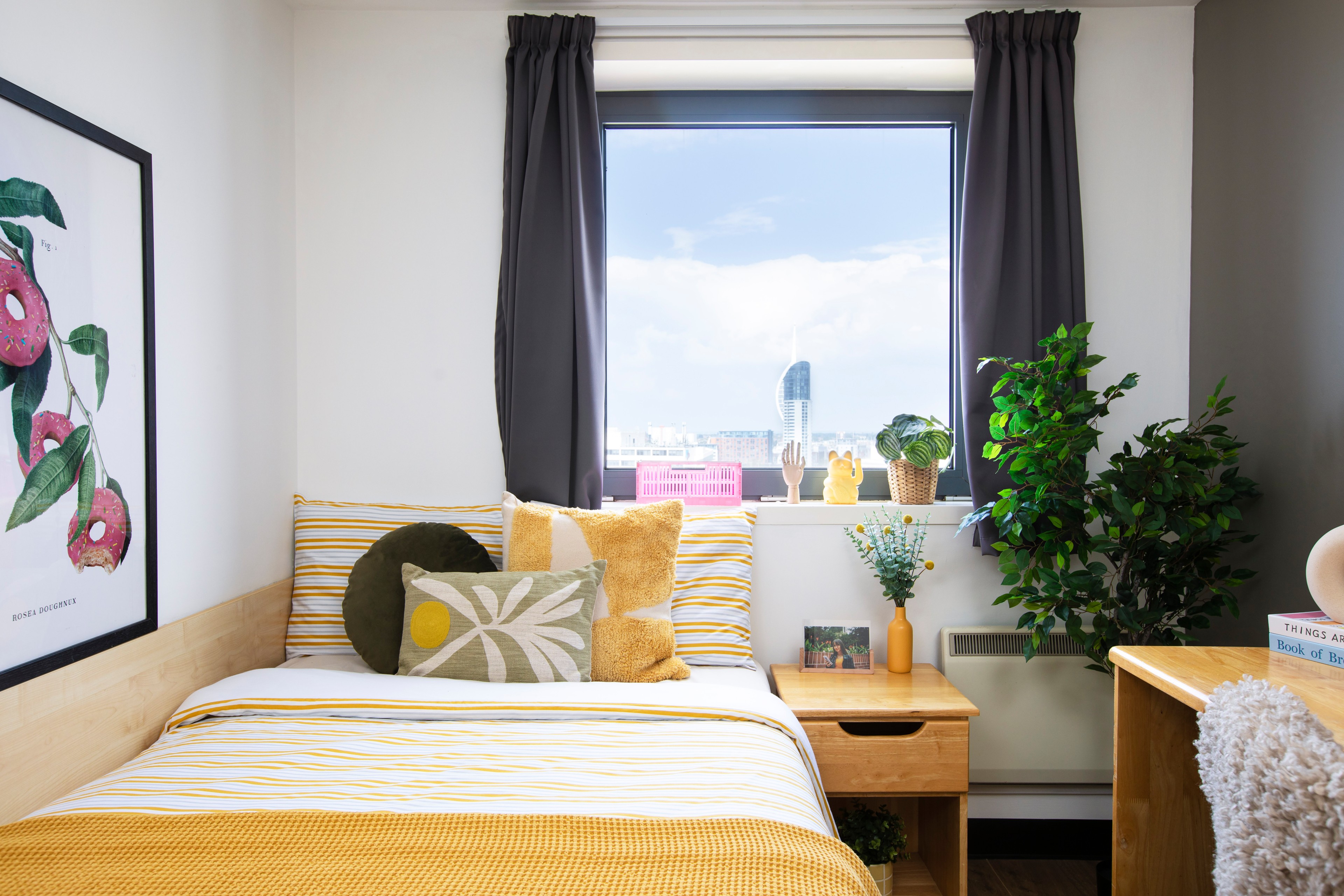 Bed and study space in an En-suite room