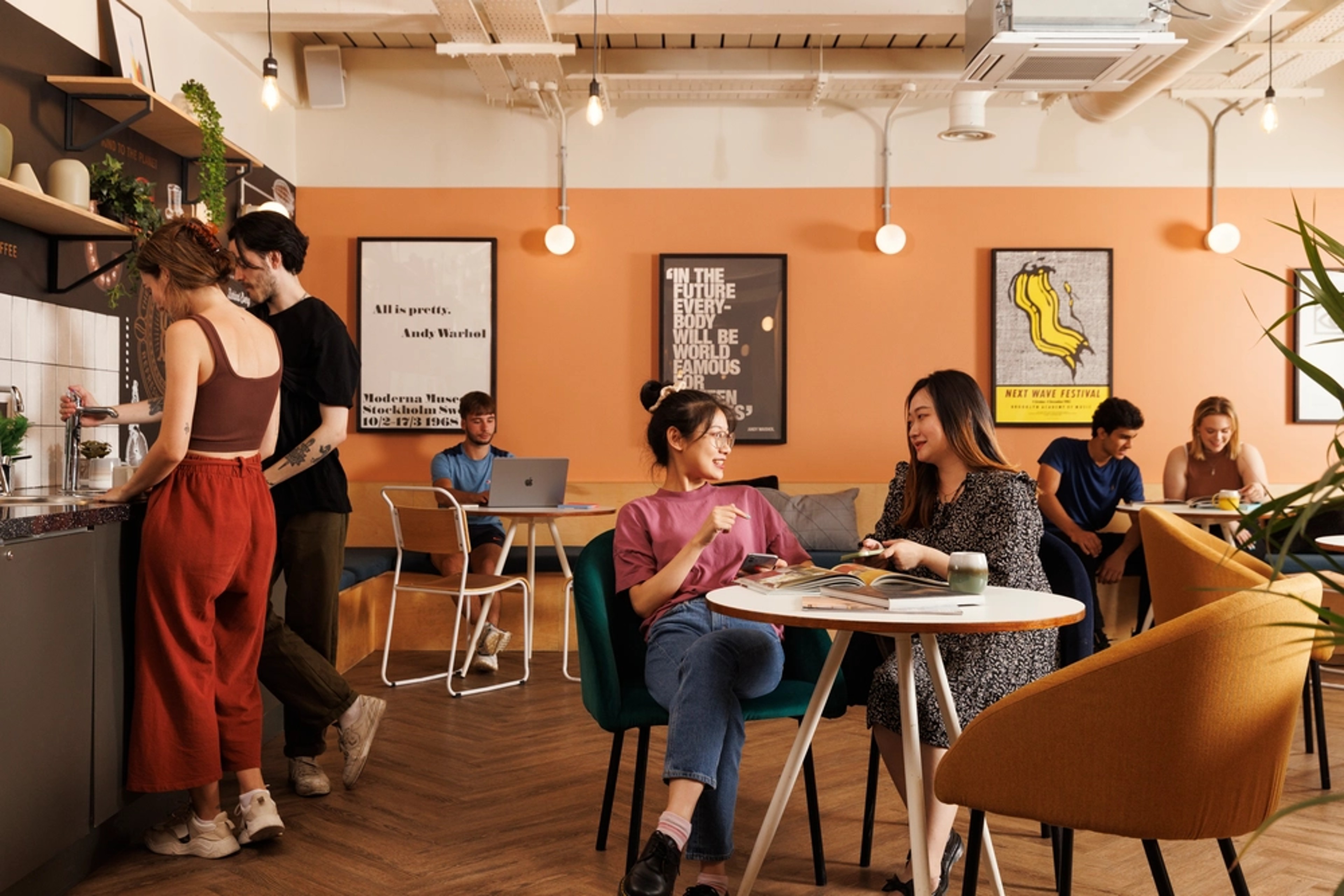 Students in the social seating area