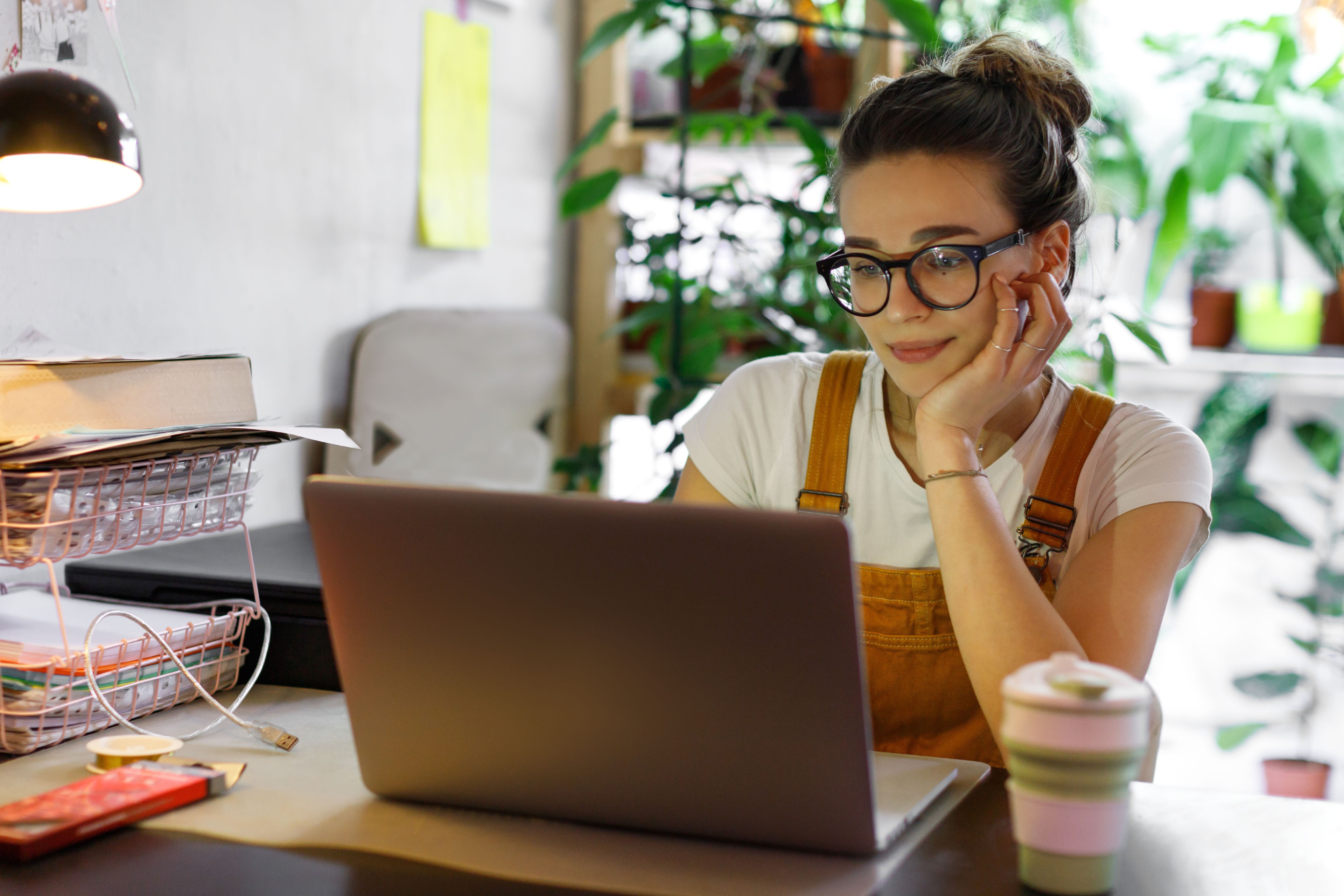 Woman sitting at computer