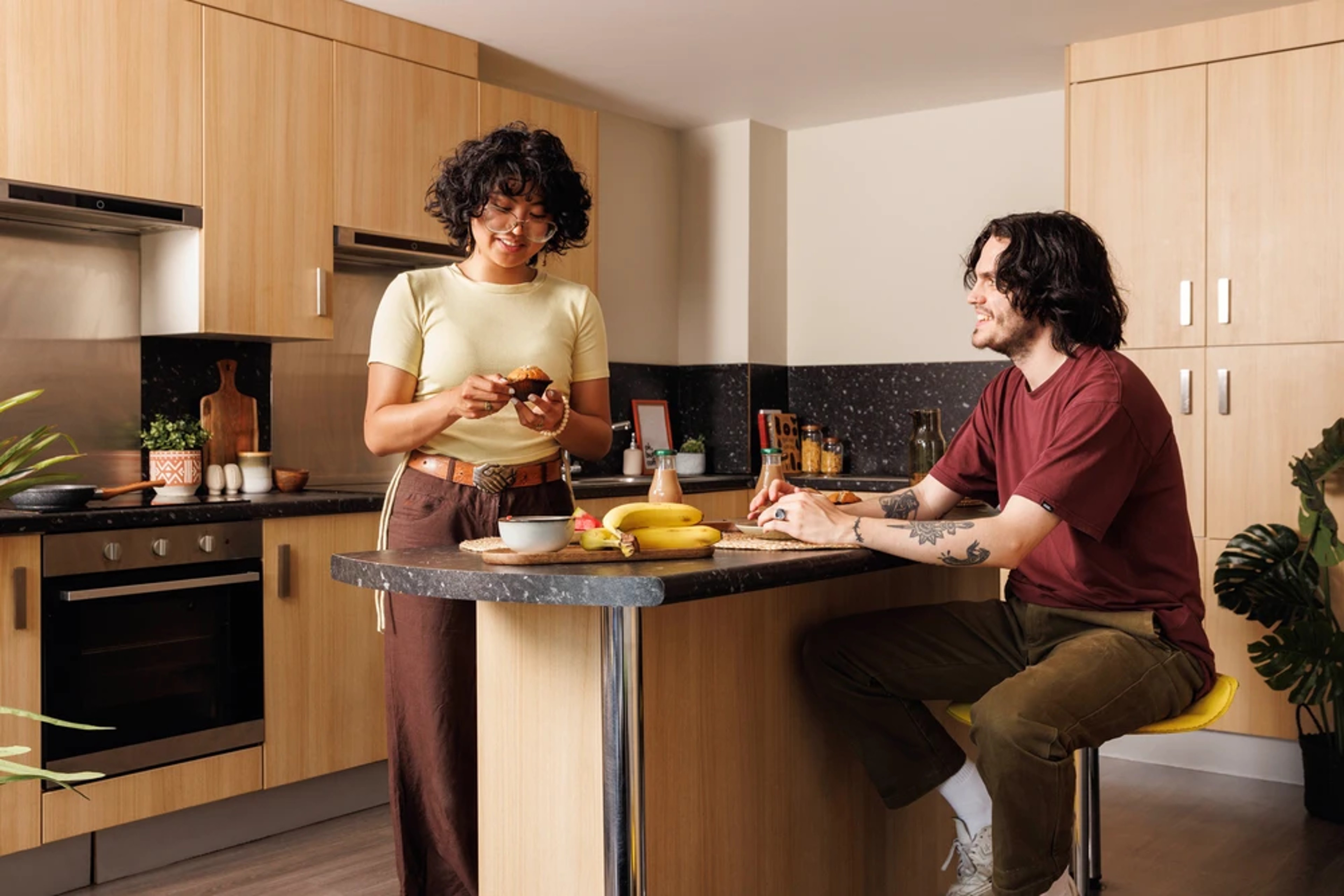 Students in a shared kitchen