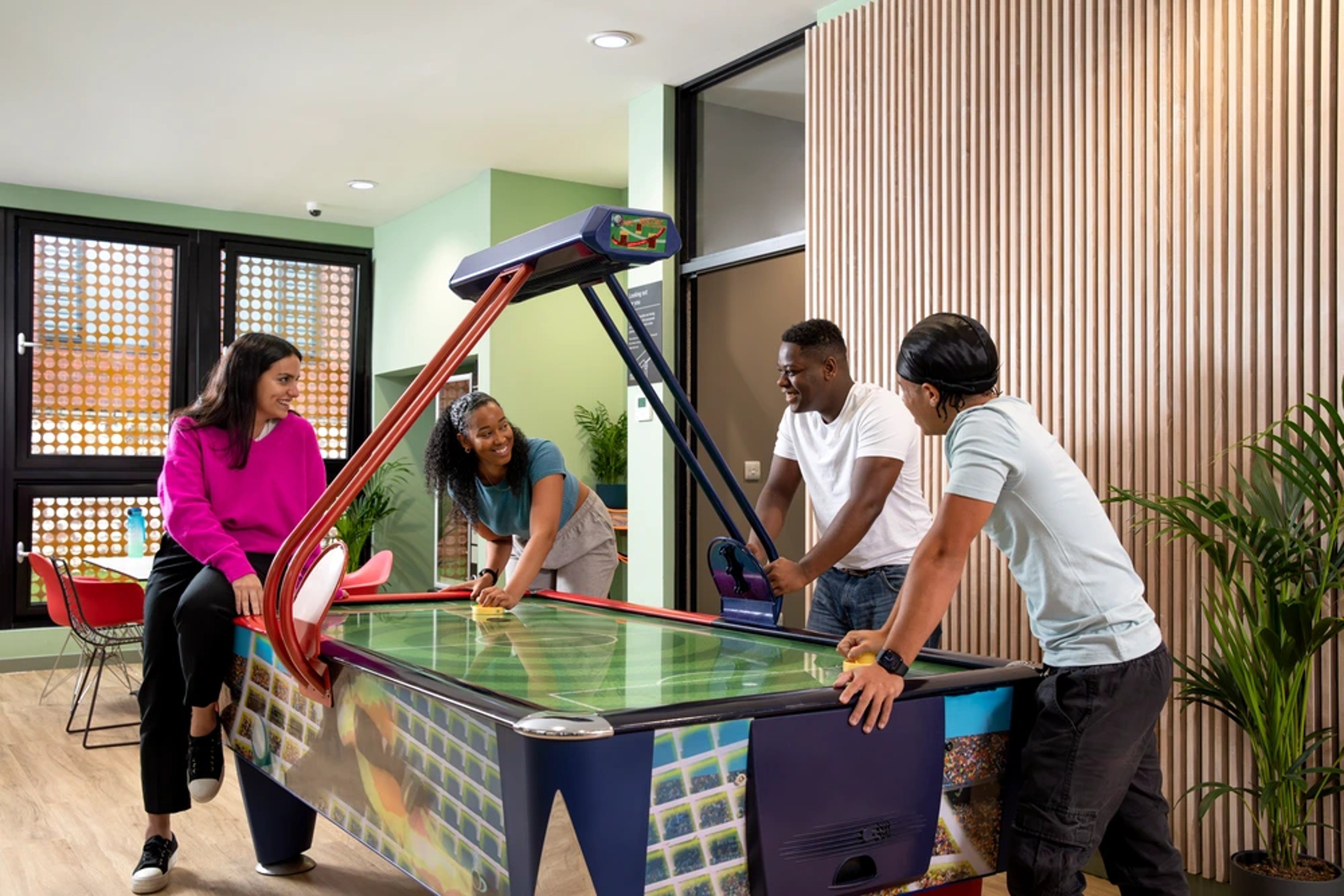 Students in game room