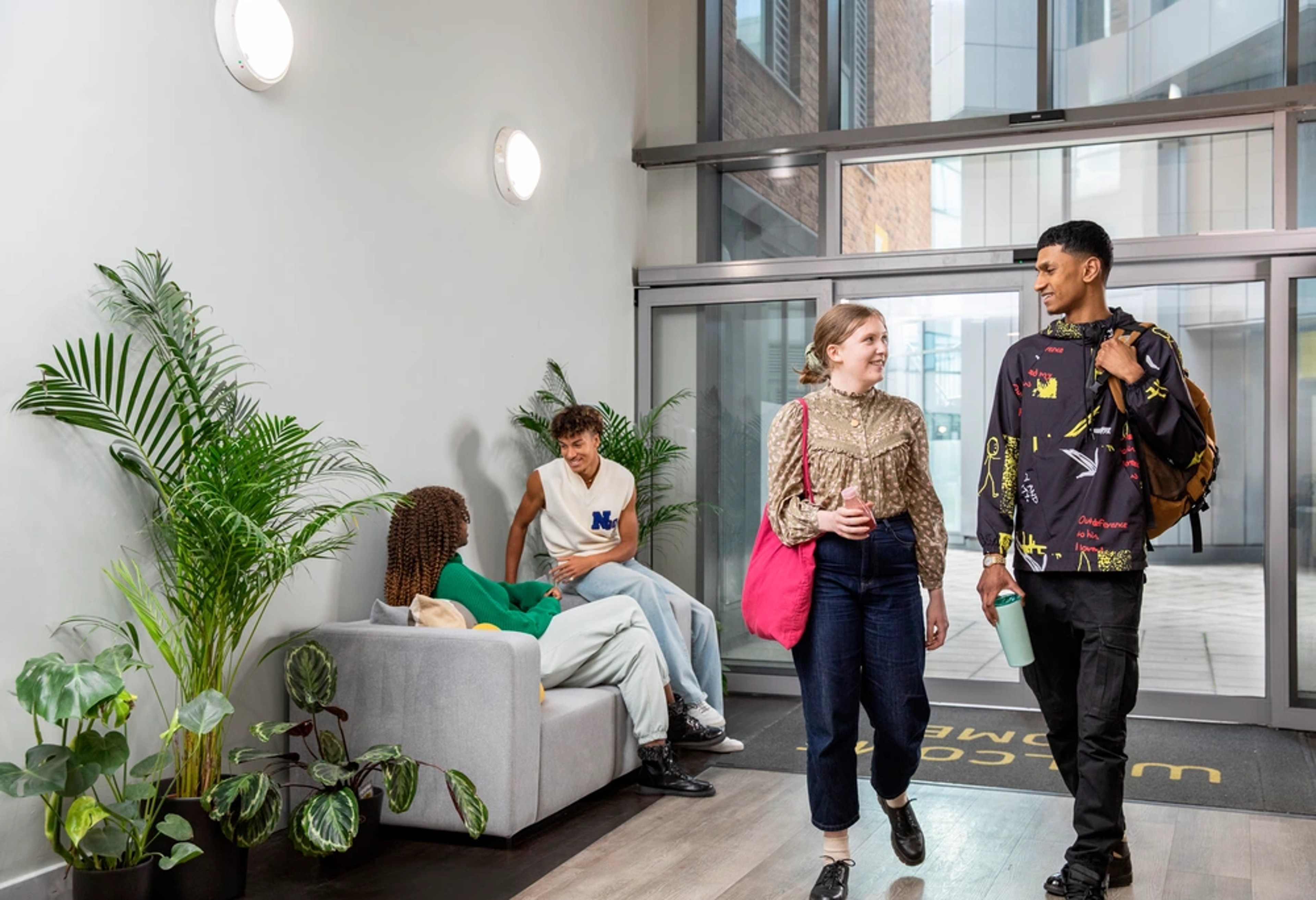 Students in the reception area