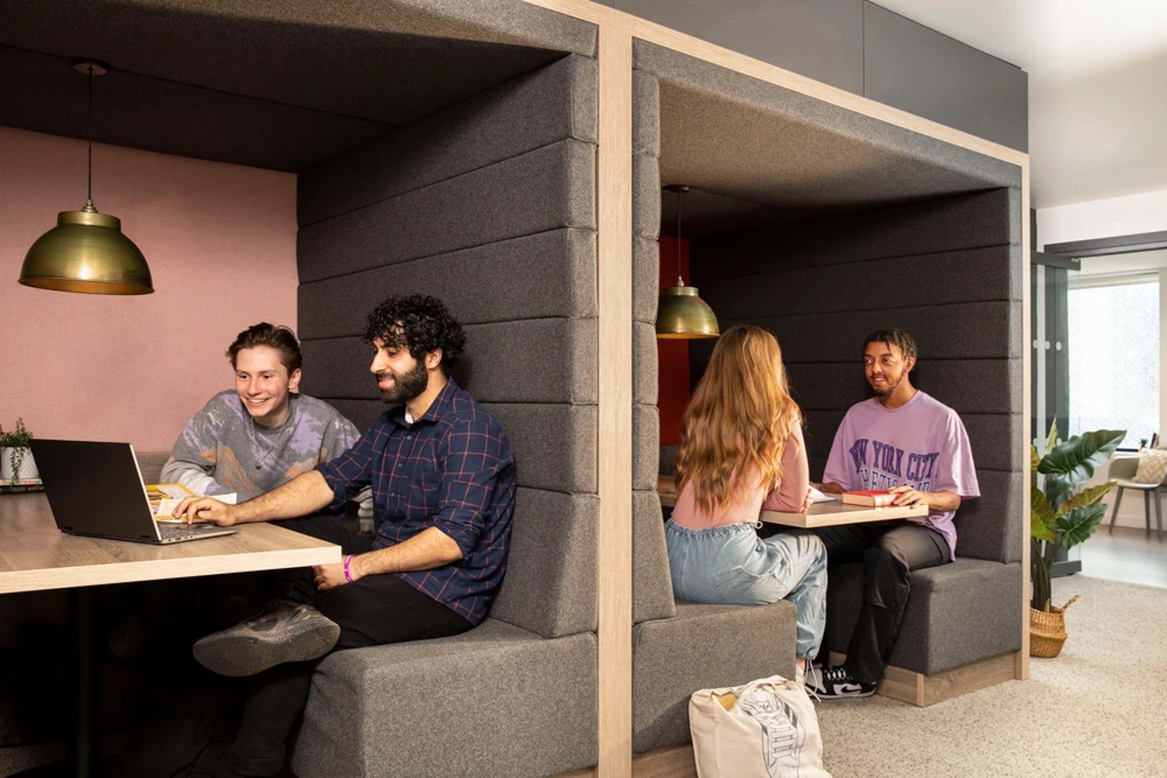 Students in the study pods