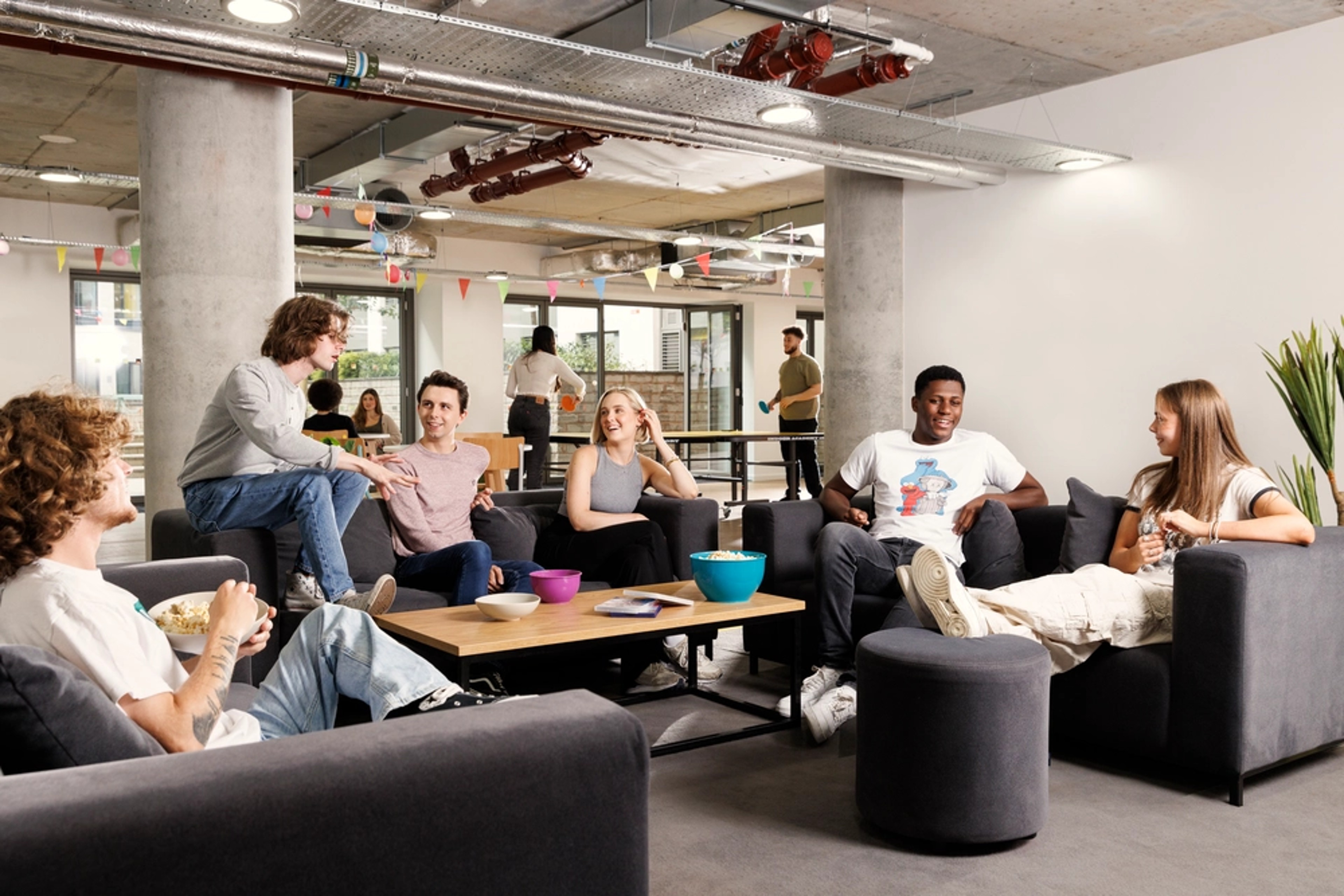 Students in the TV room