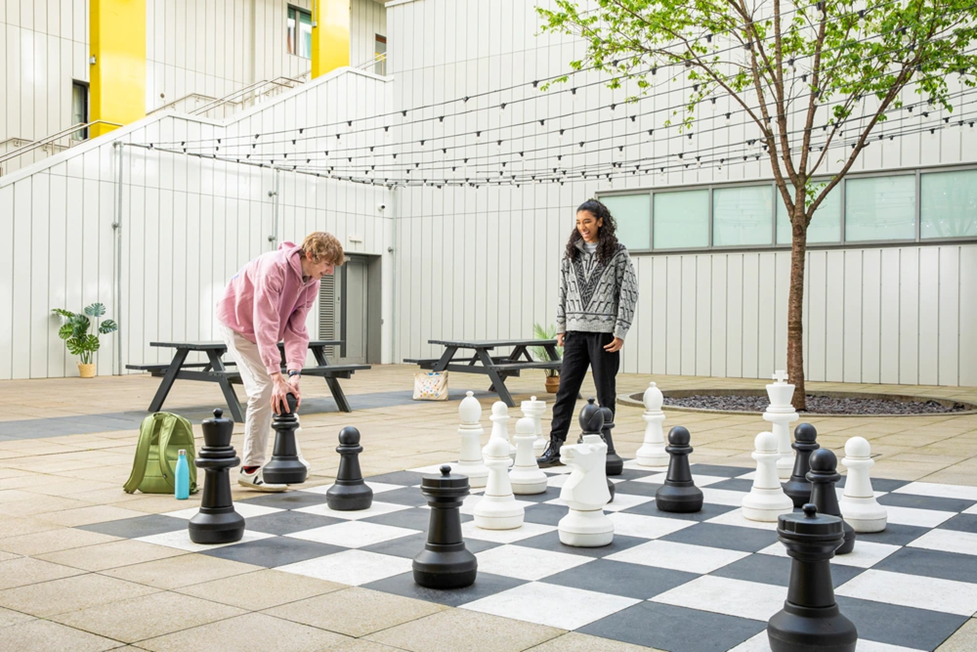 Students in the courtyard