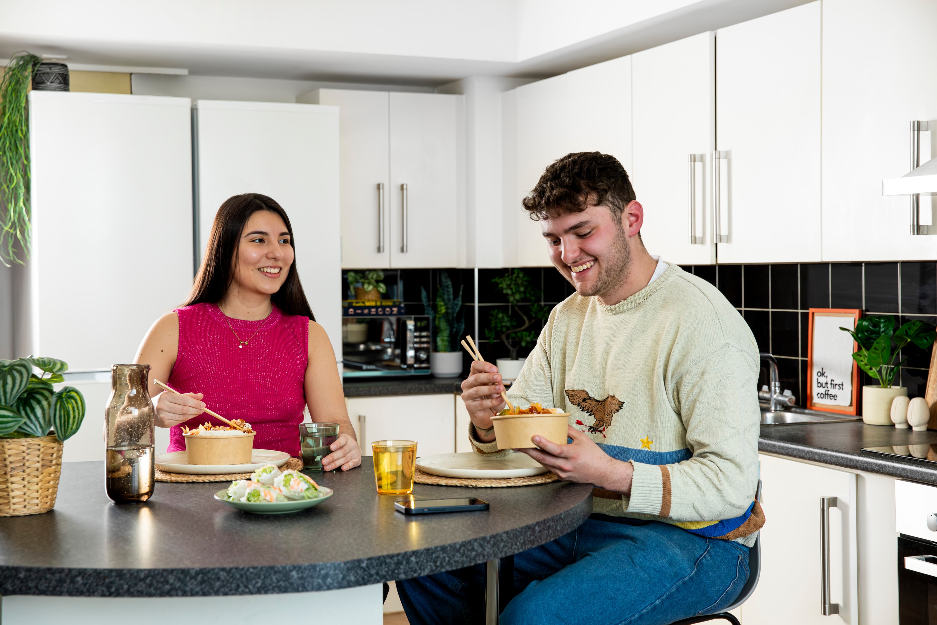 Students in shared kitchen