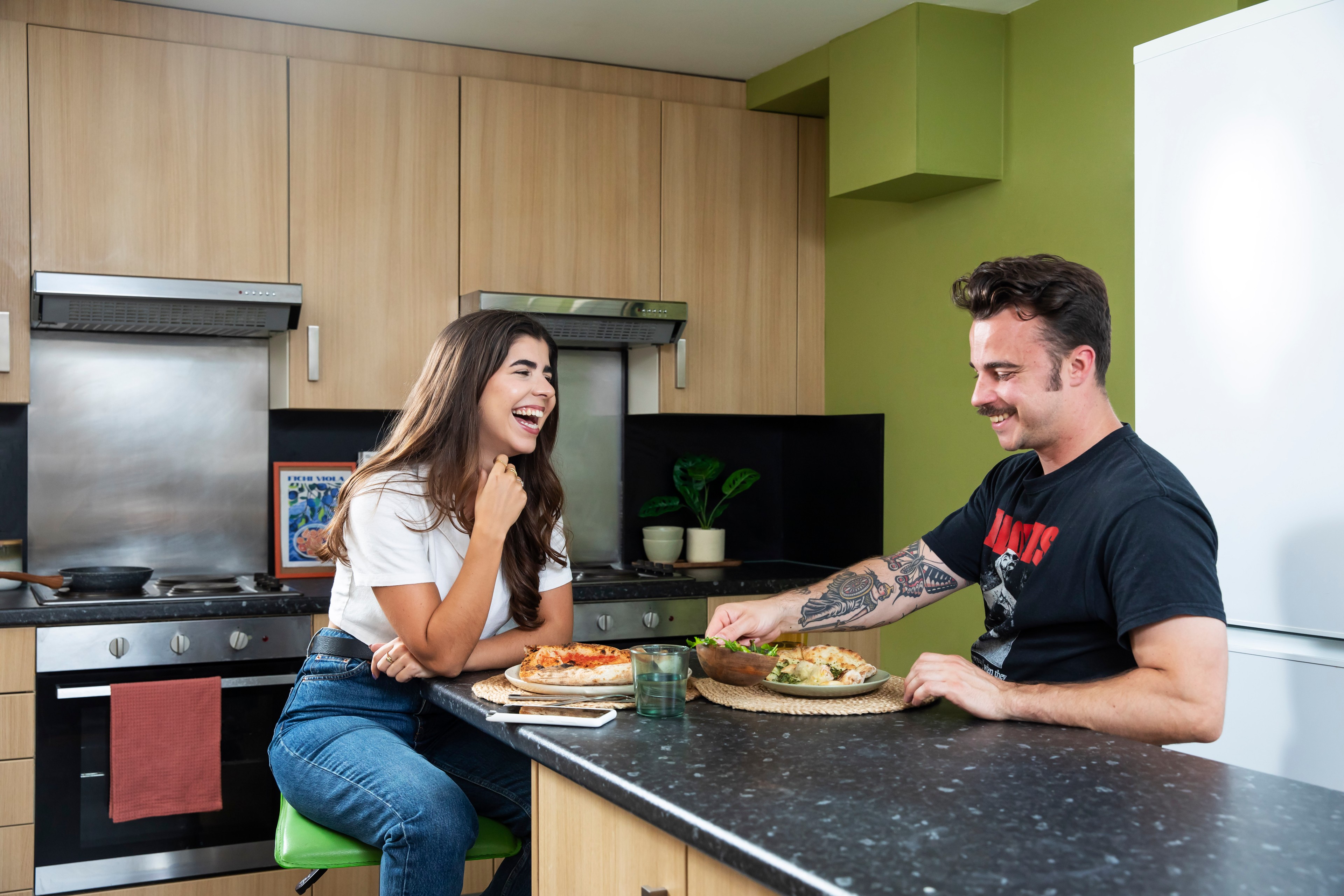 Students in shared kitchen