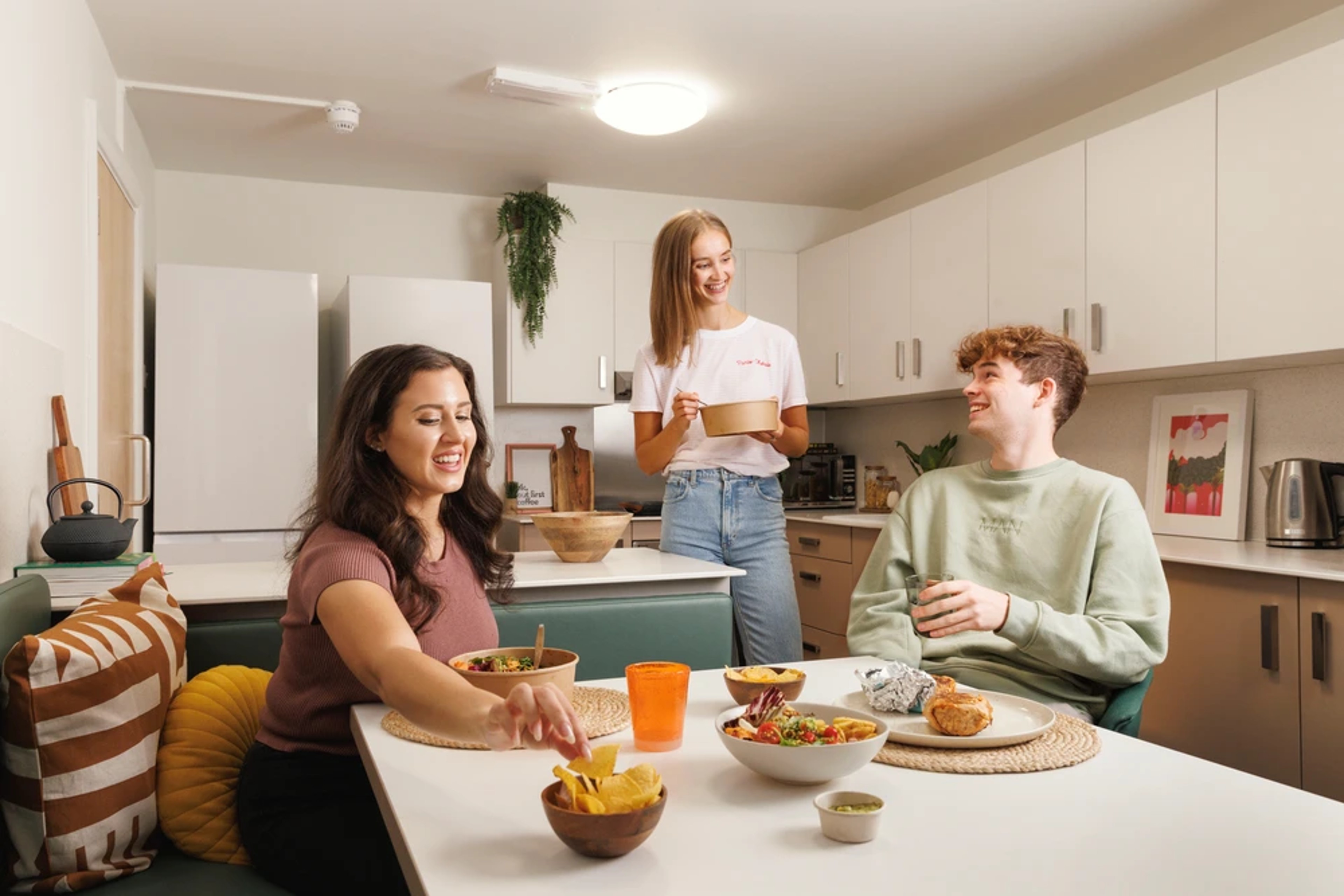 Students in shared kitchen