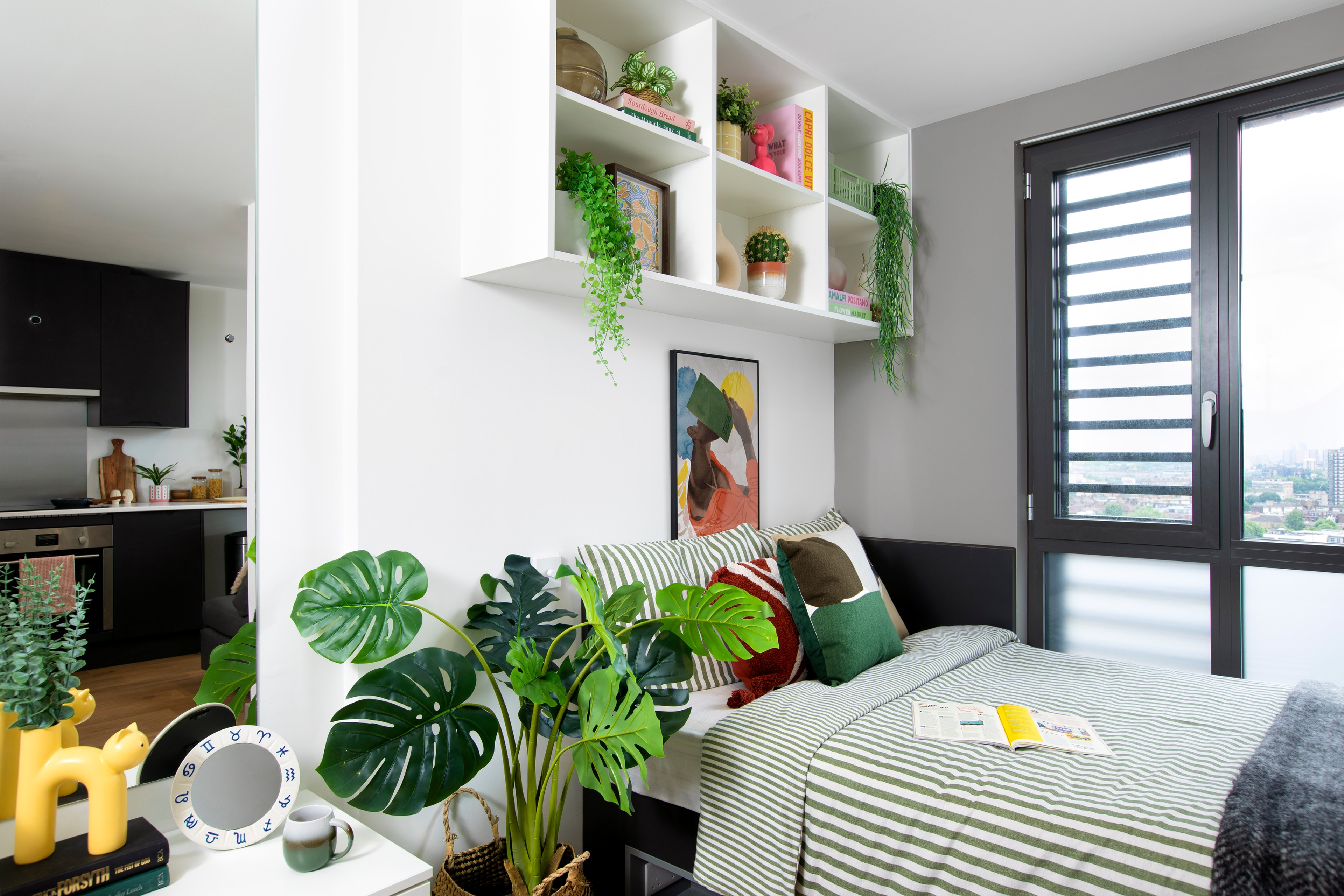 Bed space in a premium studio room