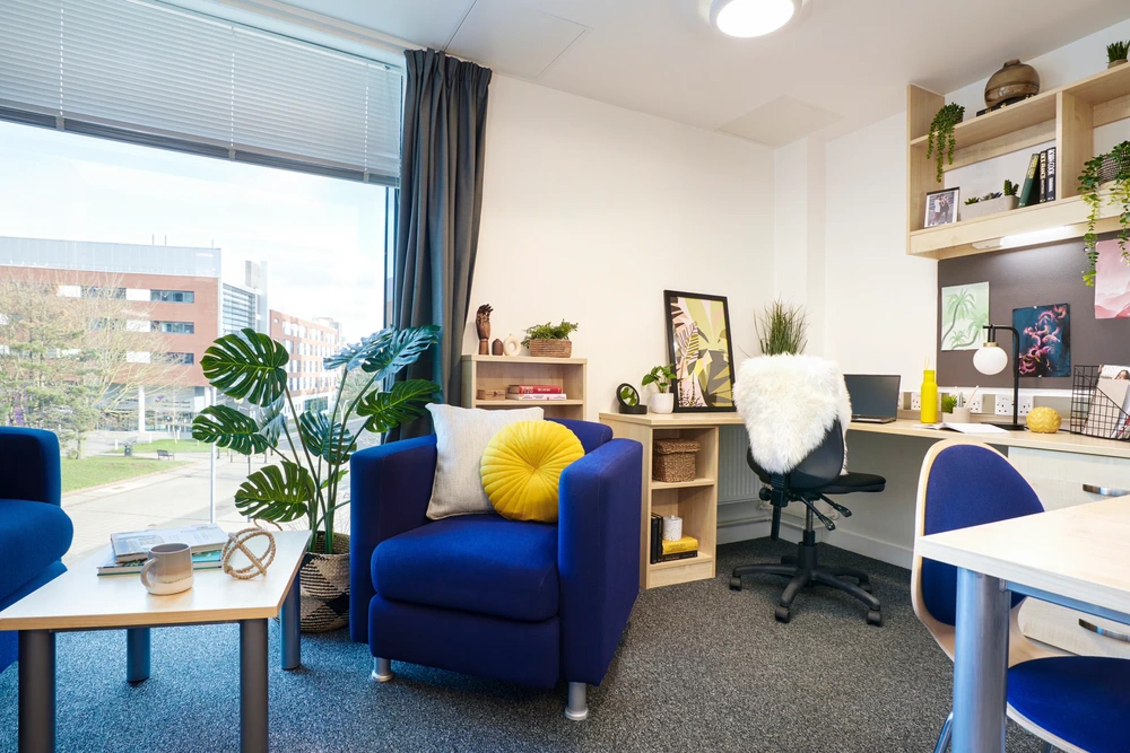 Seating and study in a One Bedroom Flat