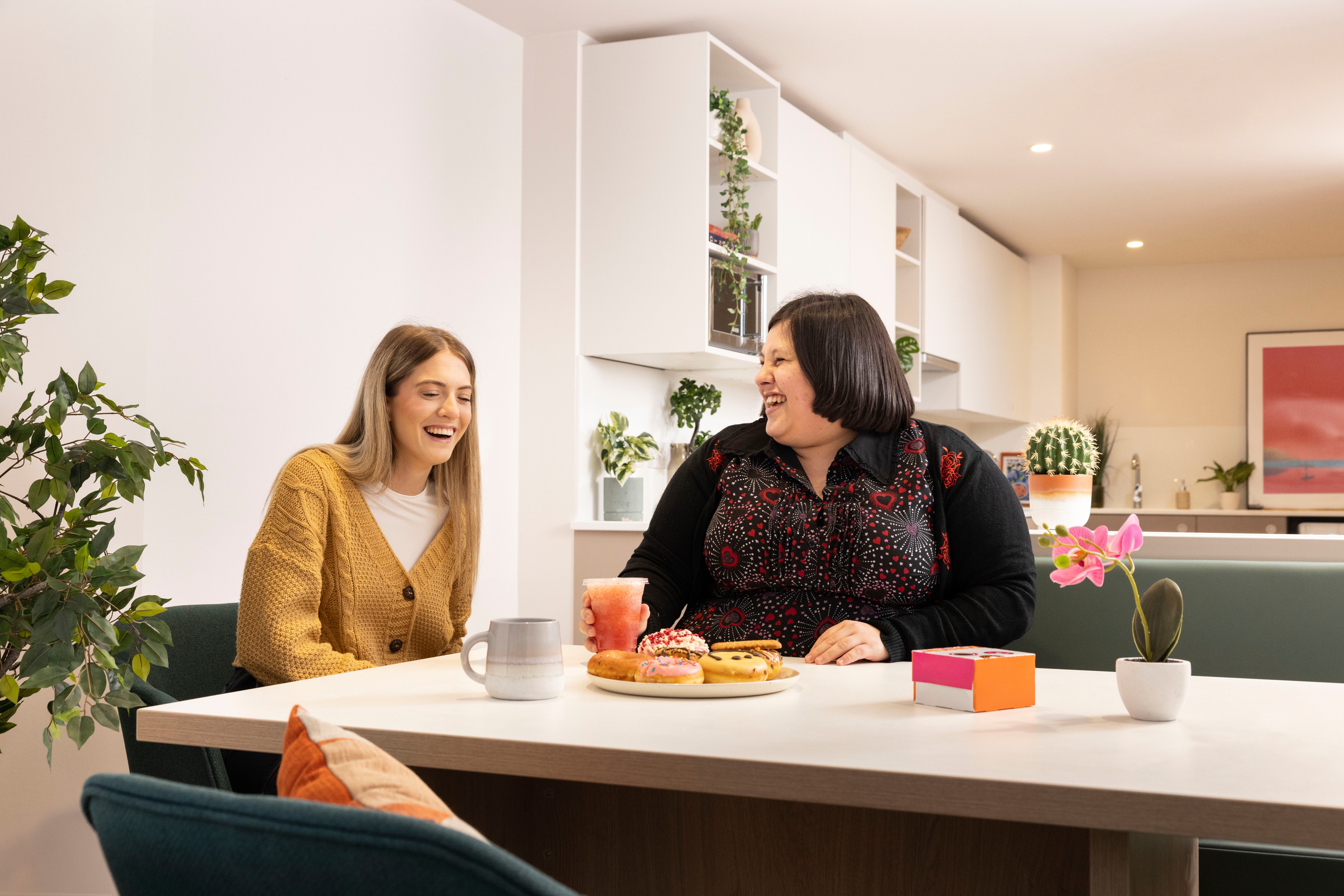 Students in the shared kitchen