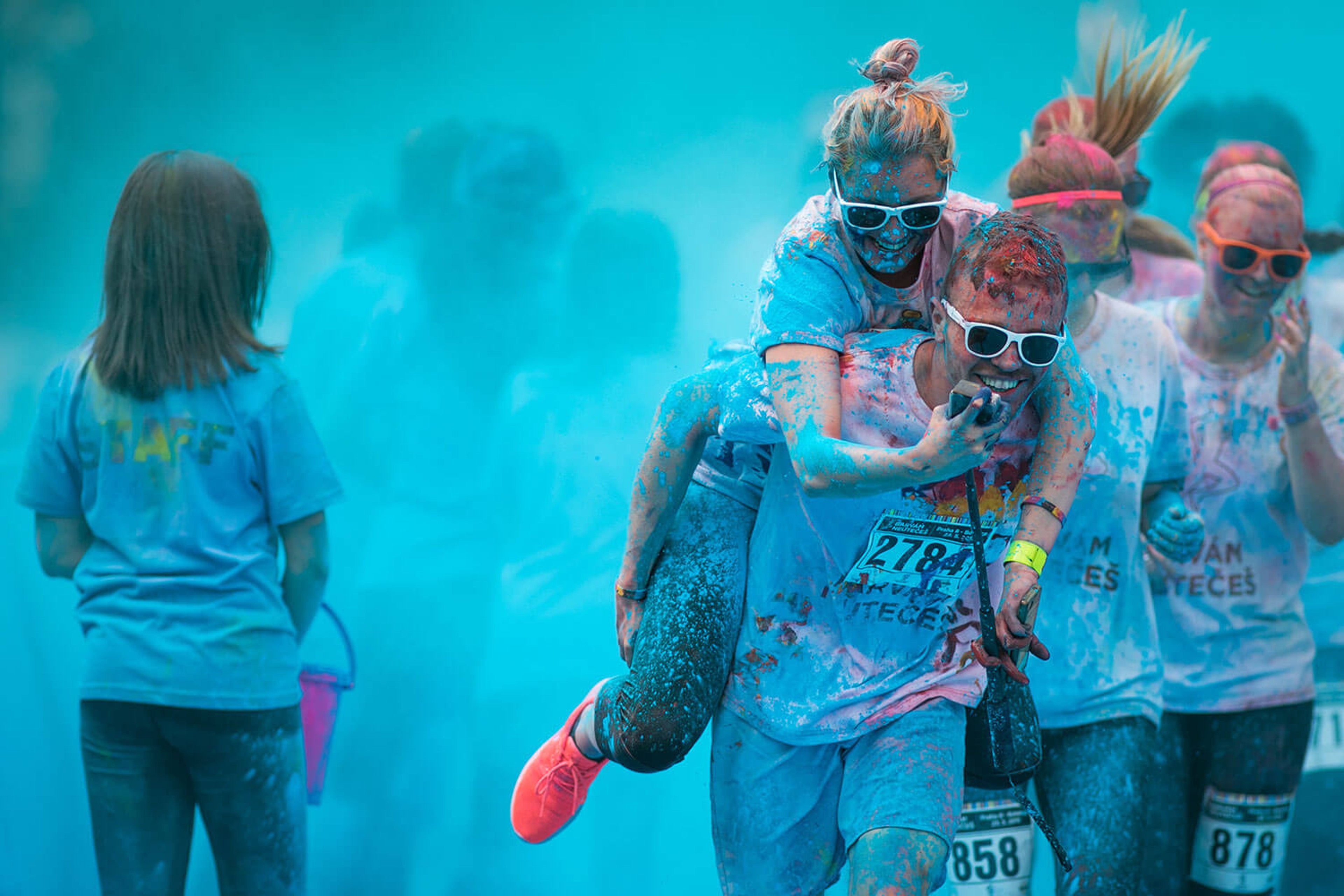 Students doing a colour run
