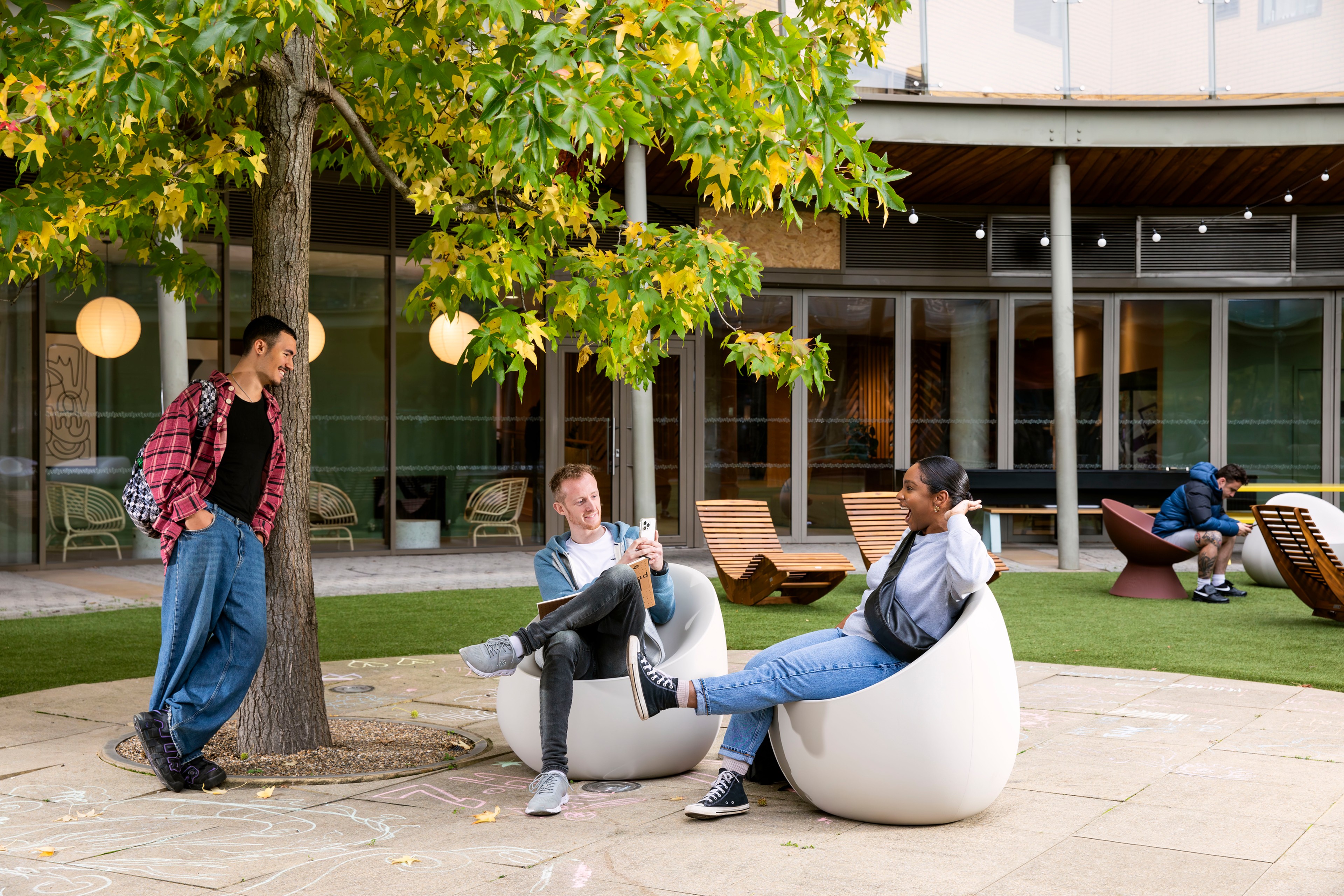 Students in courtyard at Angel Lane