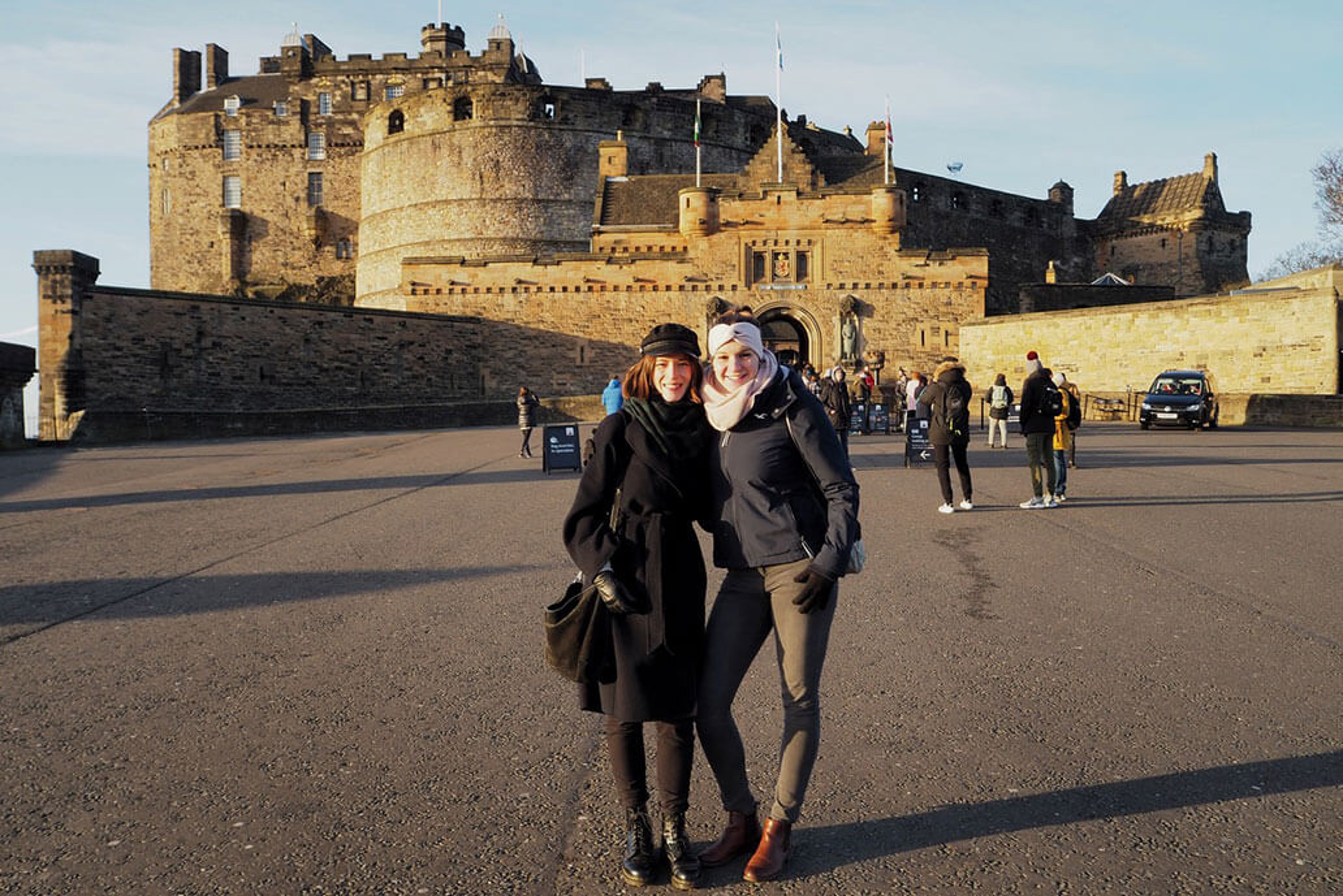 Two women outside Edinburgh Castle