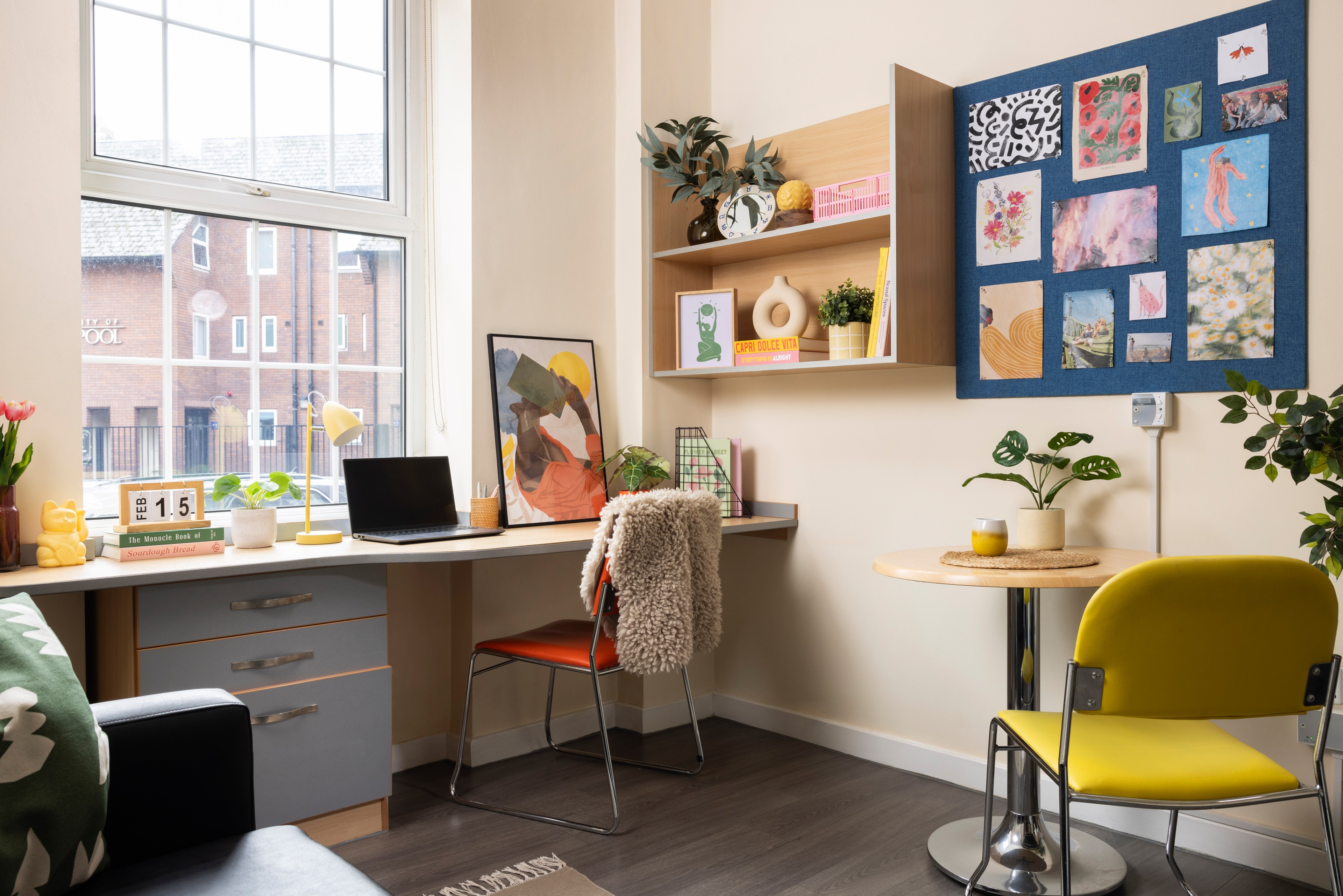 Study space in a studio room
