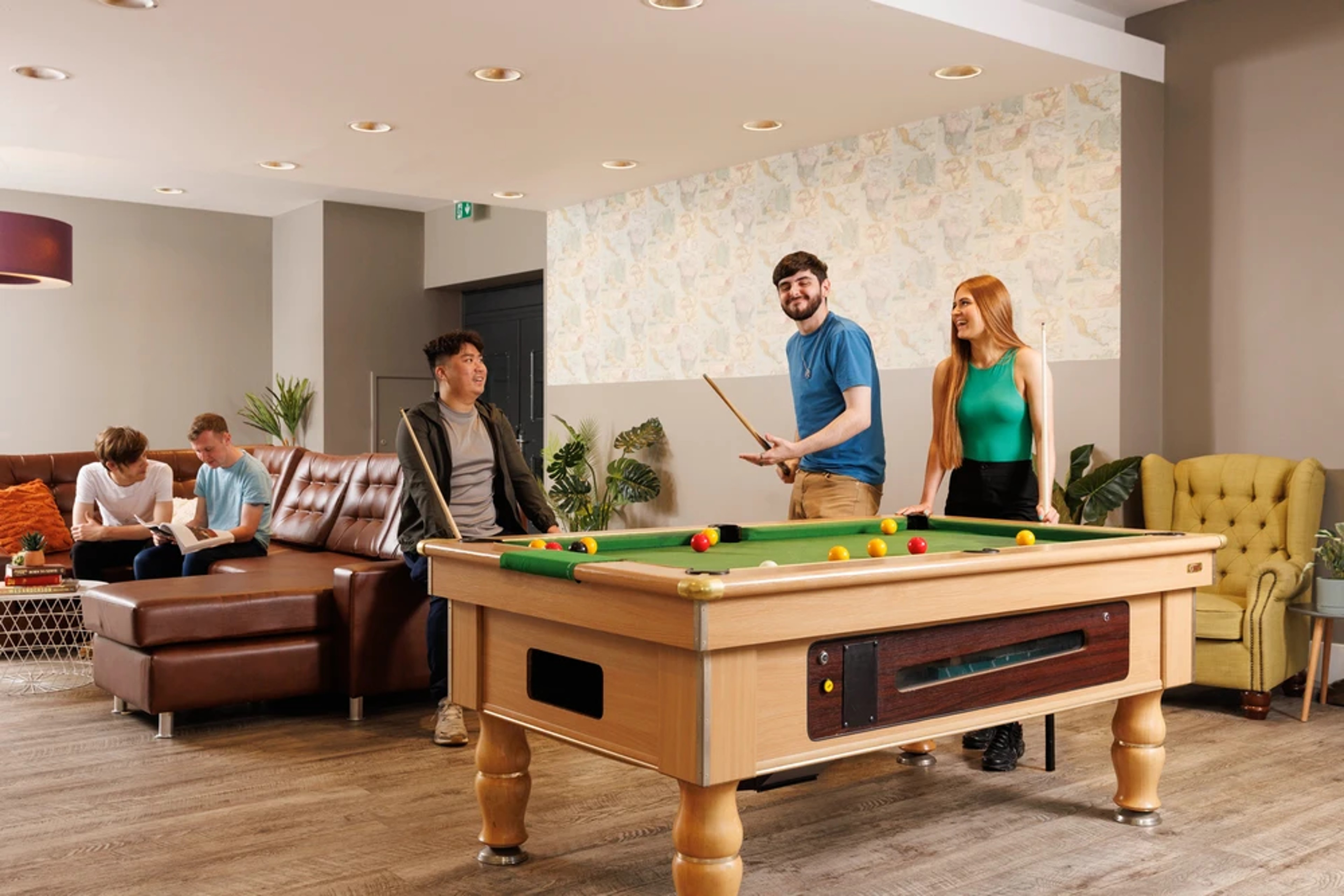 Students in the games area