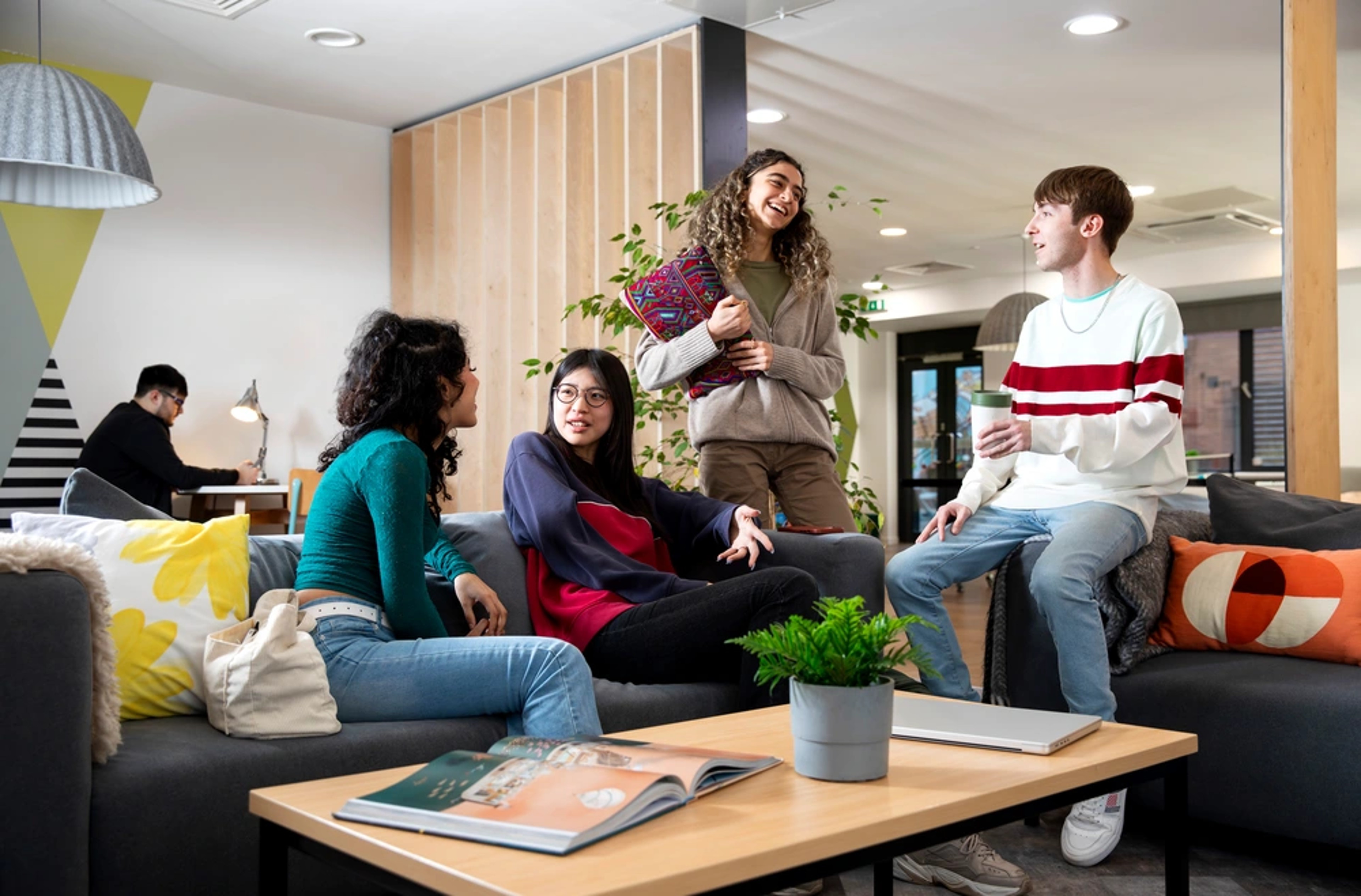 Students in common room at Brunel House