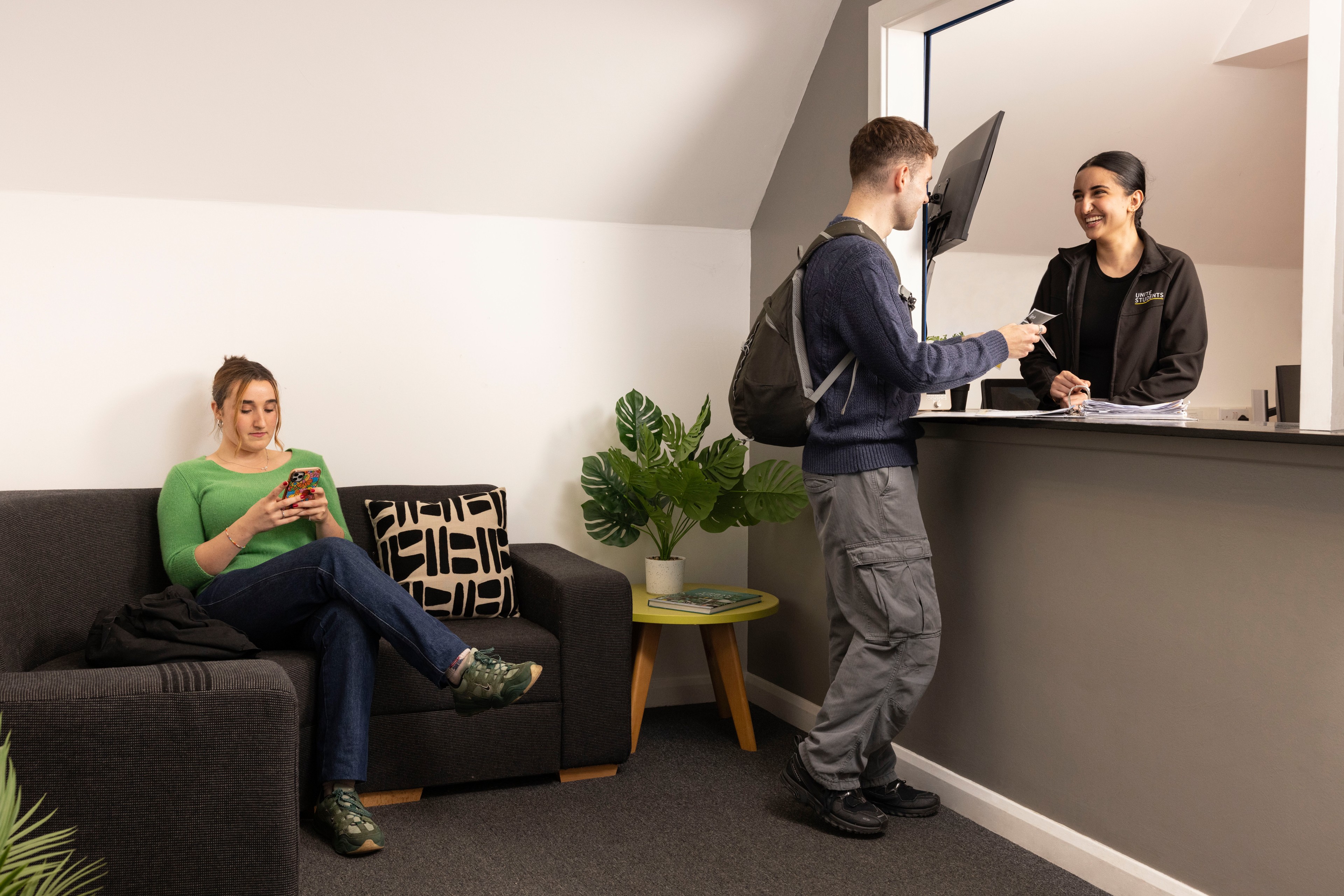 Students in the reception area