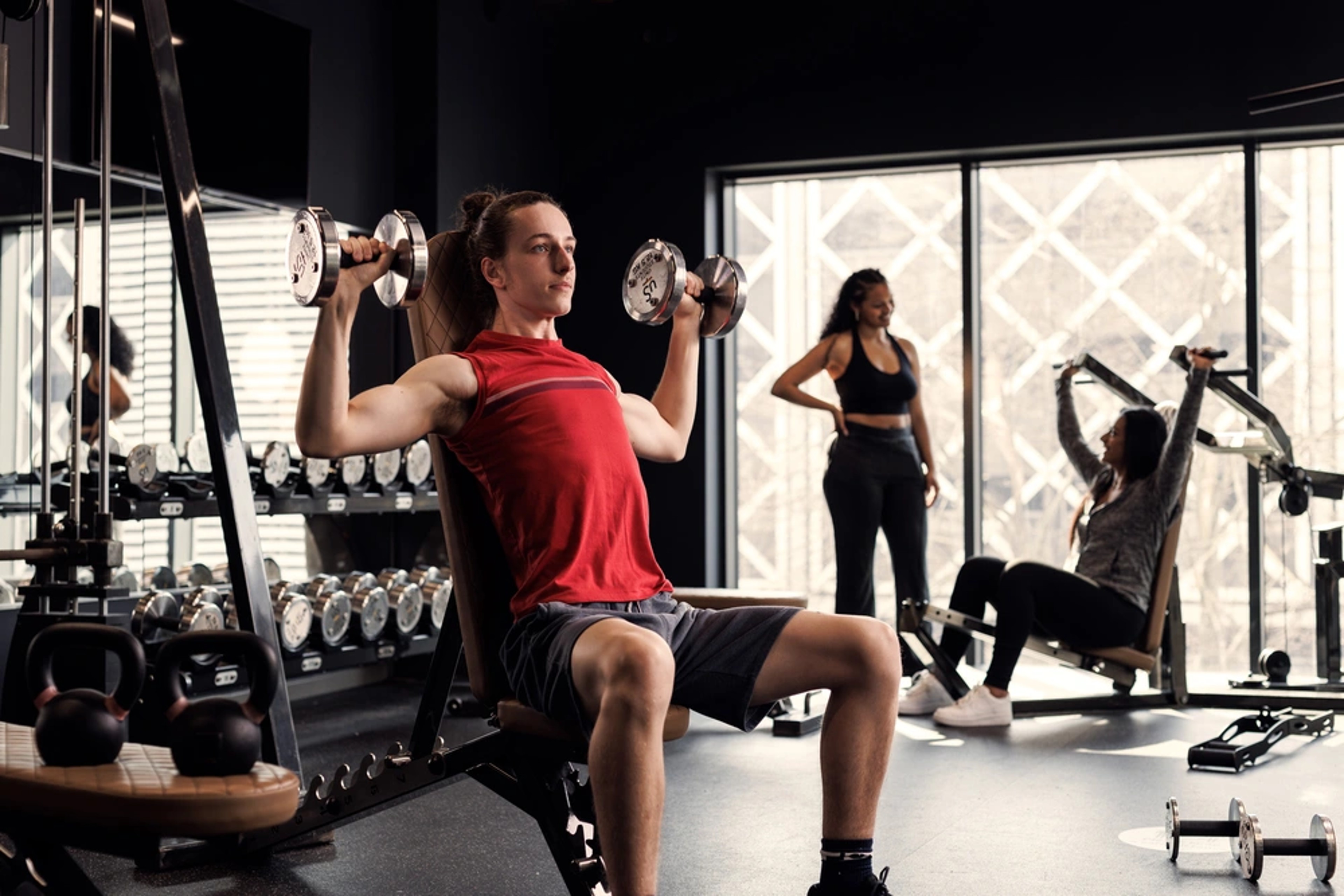 Students using the gym
