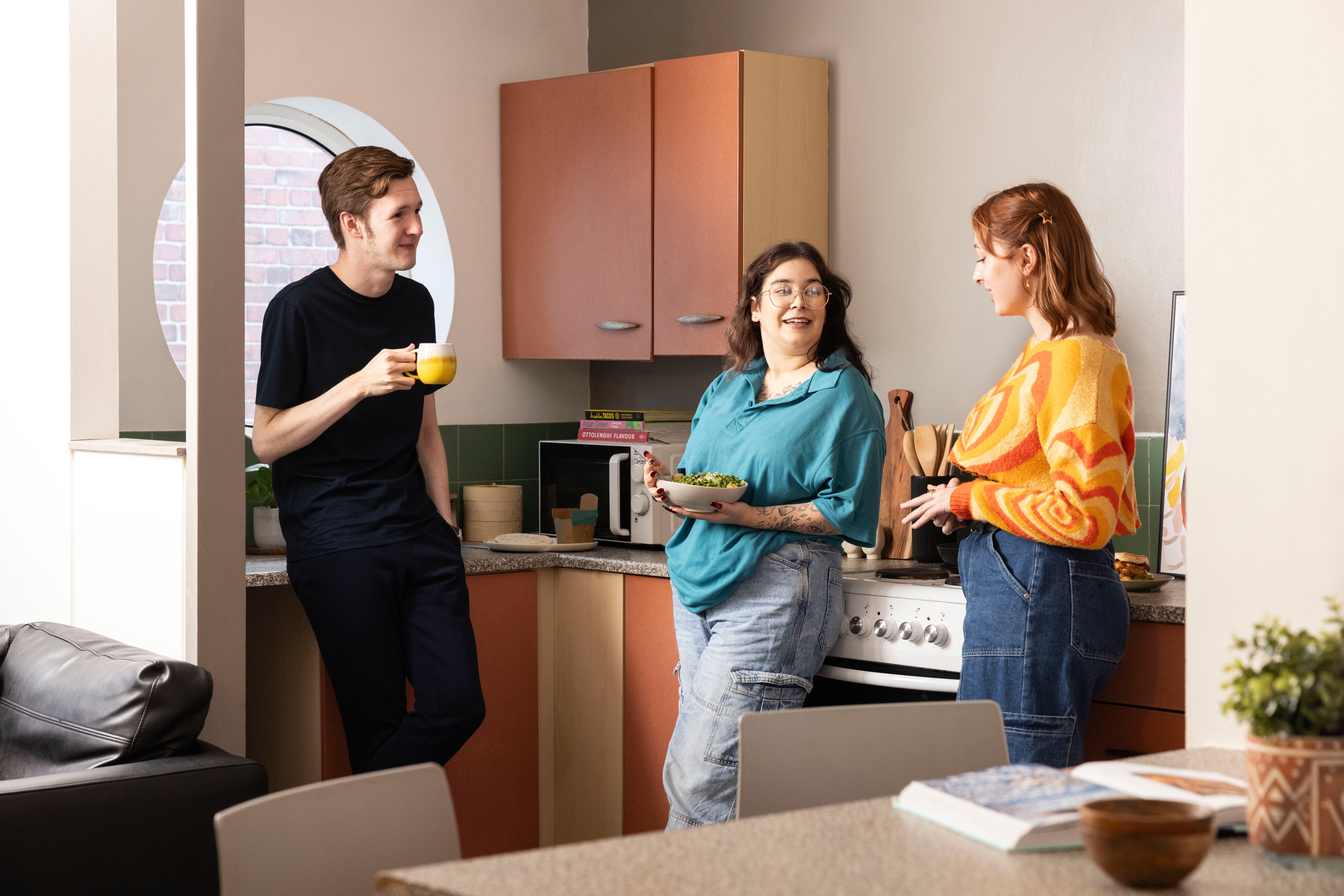Students in shared kitchen